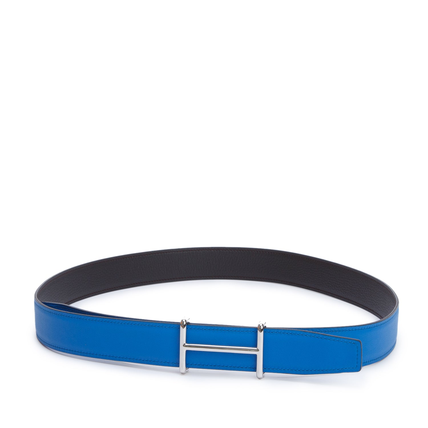 Hermes Noir/Bleu Hydra Togo & Epsom H d'Ancre Reversible Belt, Size 100 w/ Box
