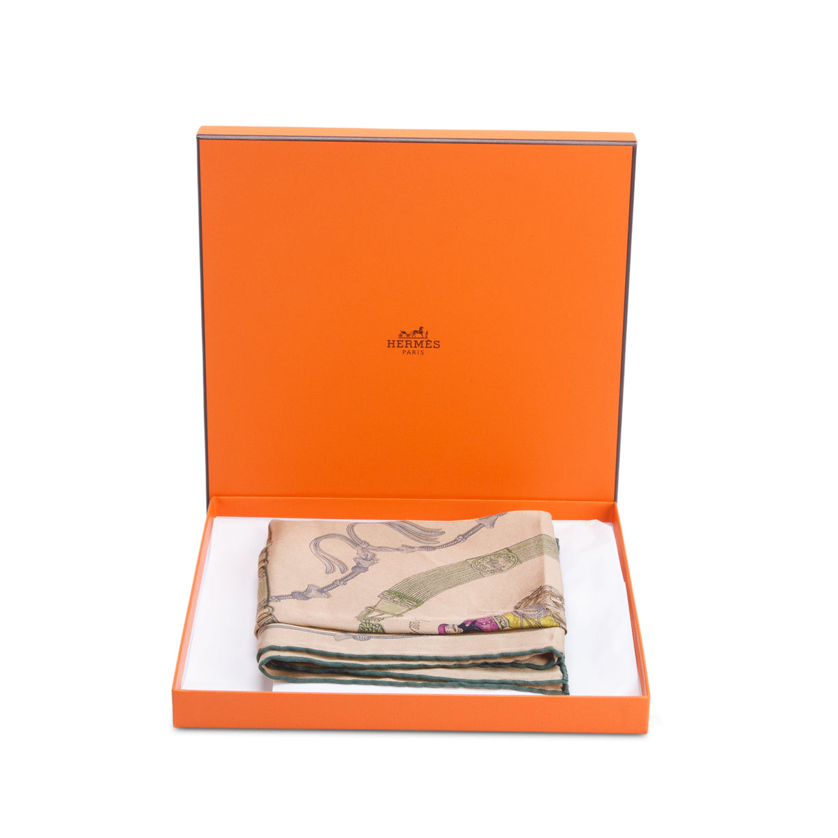 Hermes Brown & Multicolor 'Pampa' Silk Scarf 70 w/ Box