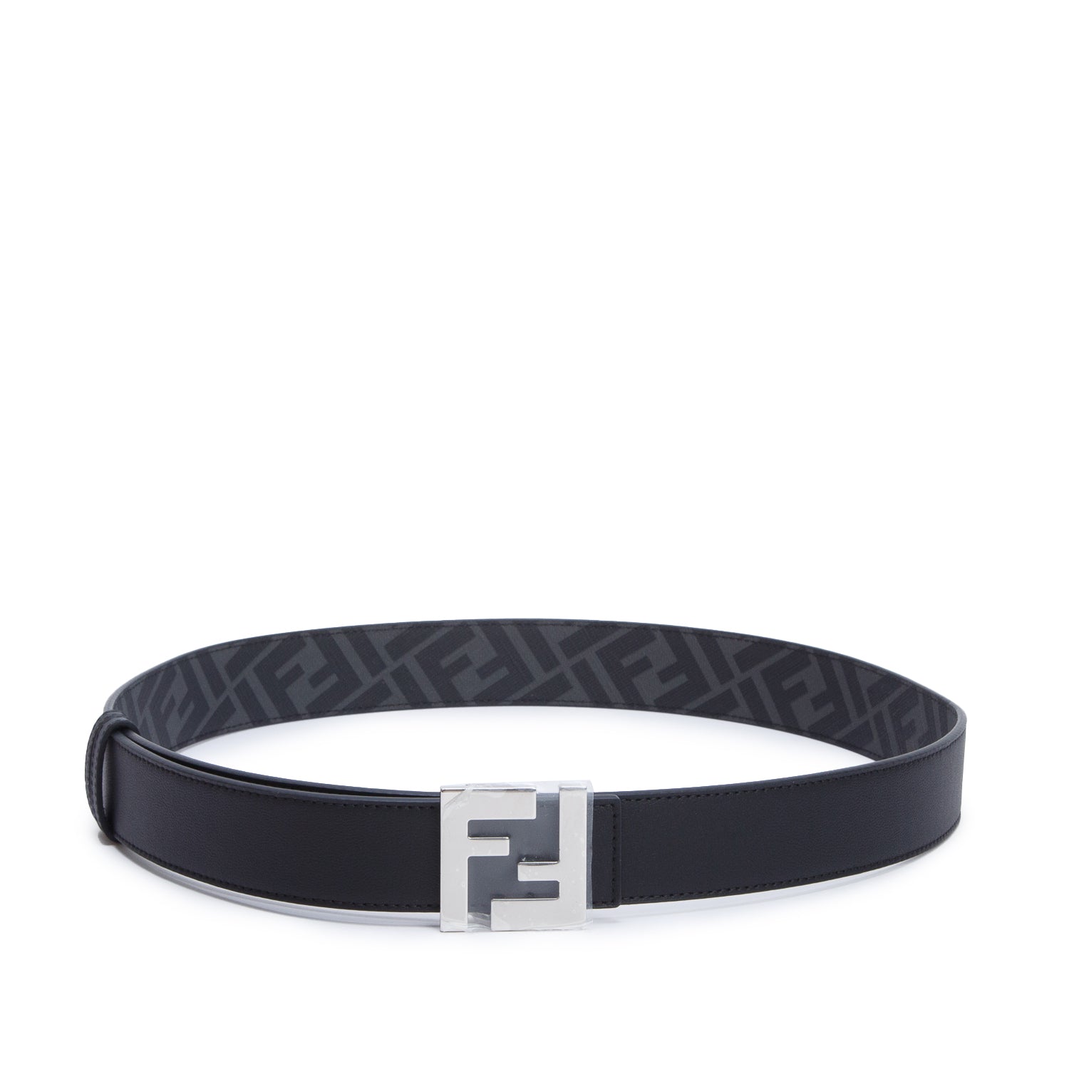 Fendi Black Canvas FF Squared Reversible Belt 95 38 w/ Box