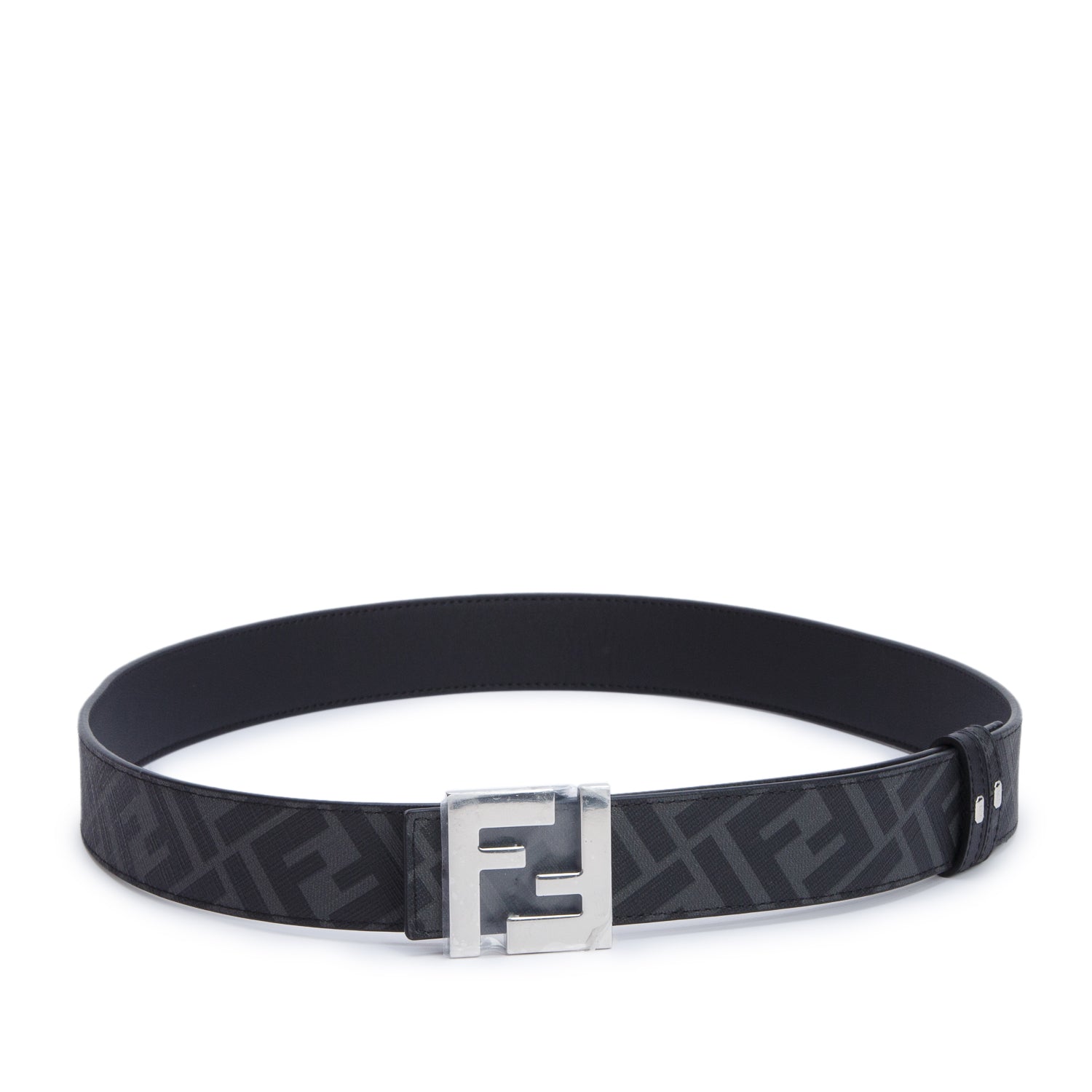 Fendi Black Canvas FF Squared Reversible Belt 95 38 w/ Box