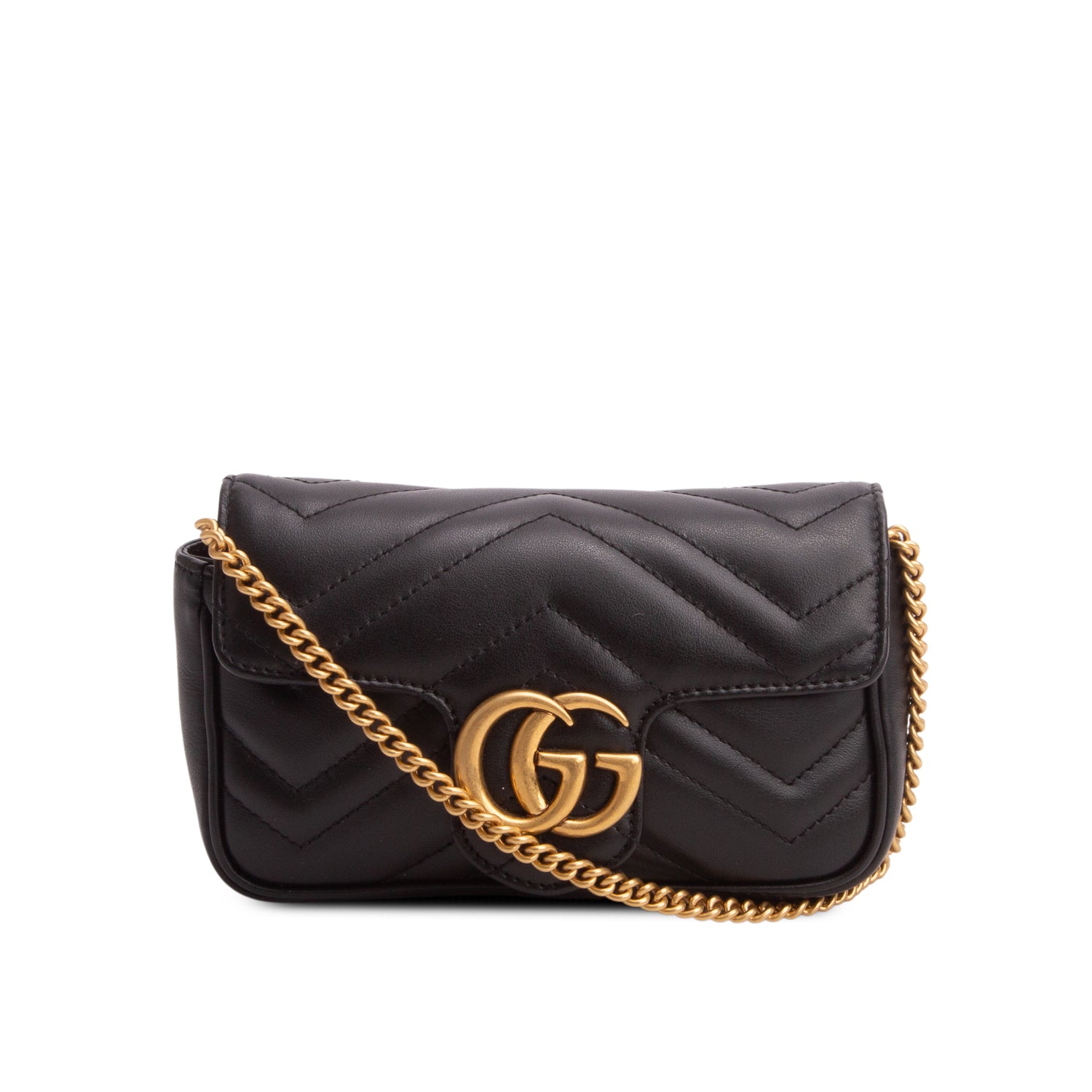 Gucci Black GG Marmont Matelasse Leather Super Mini Bag