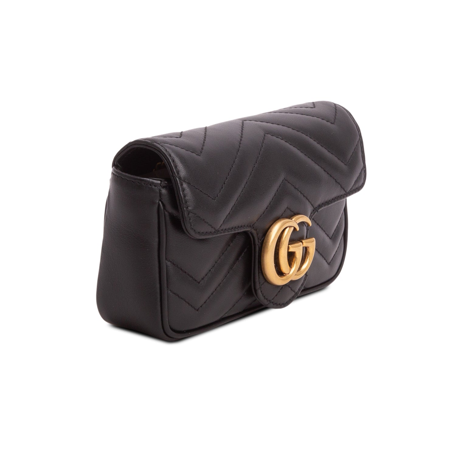 Gucci Black GG Marmont Matelasse Leather Super Mini Bag