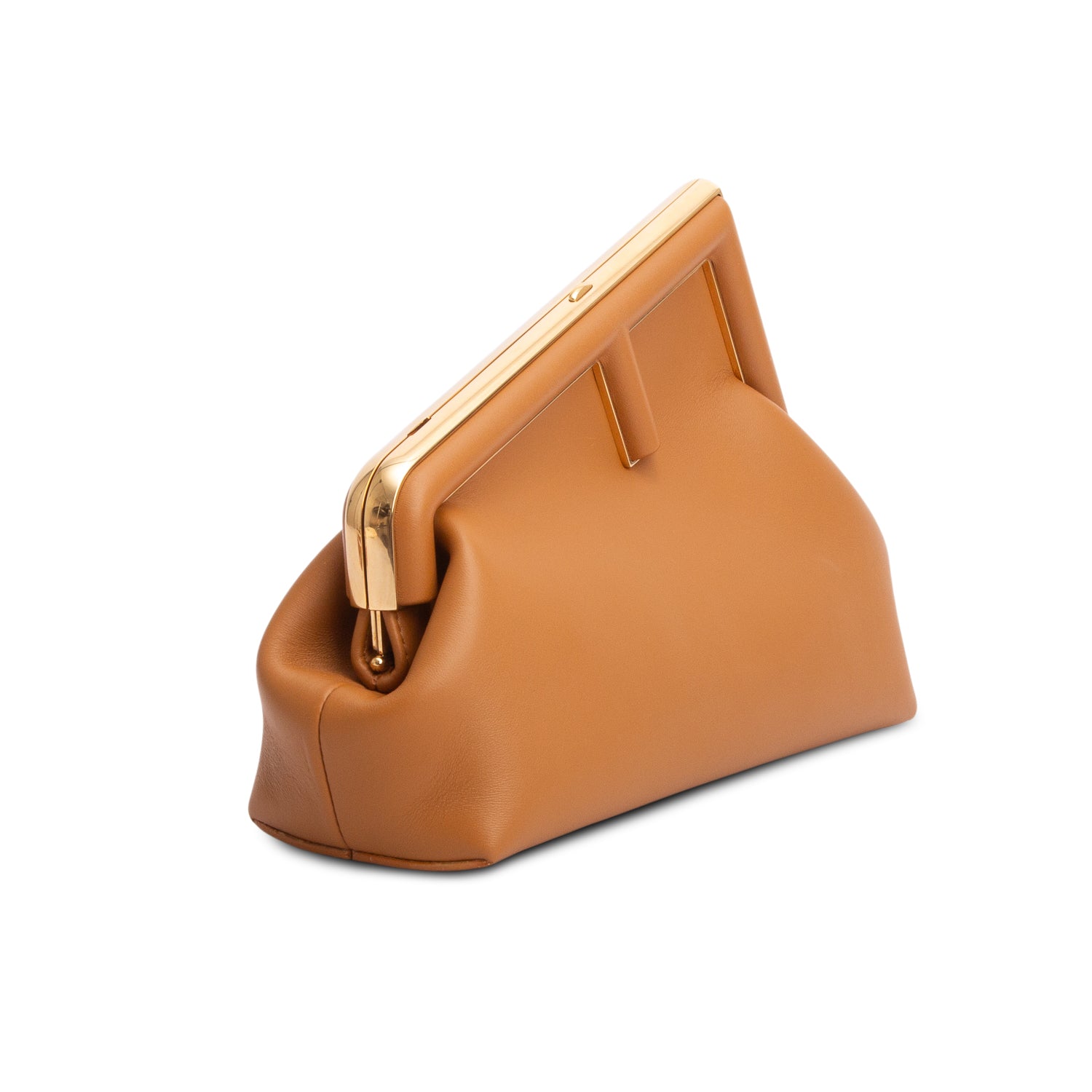 Fendi Brown Nappa Leather Small Fendi First Bag w/ Strap