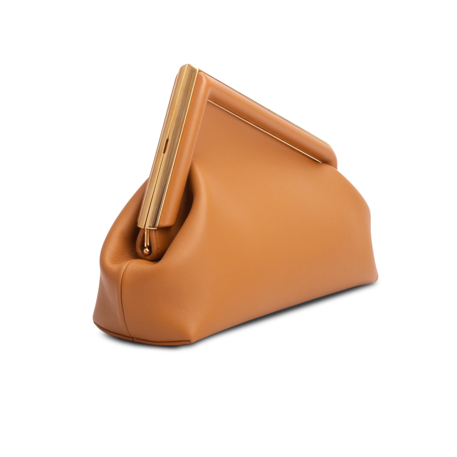 Fendi Brown Nappa Leather Small Fendi First Bag w/ Strap