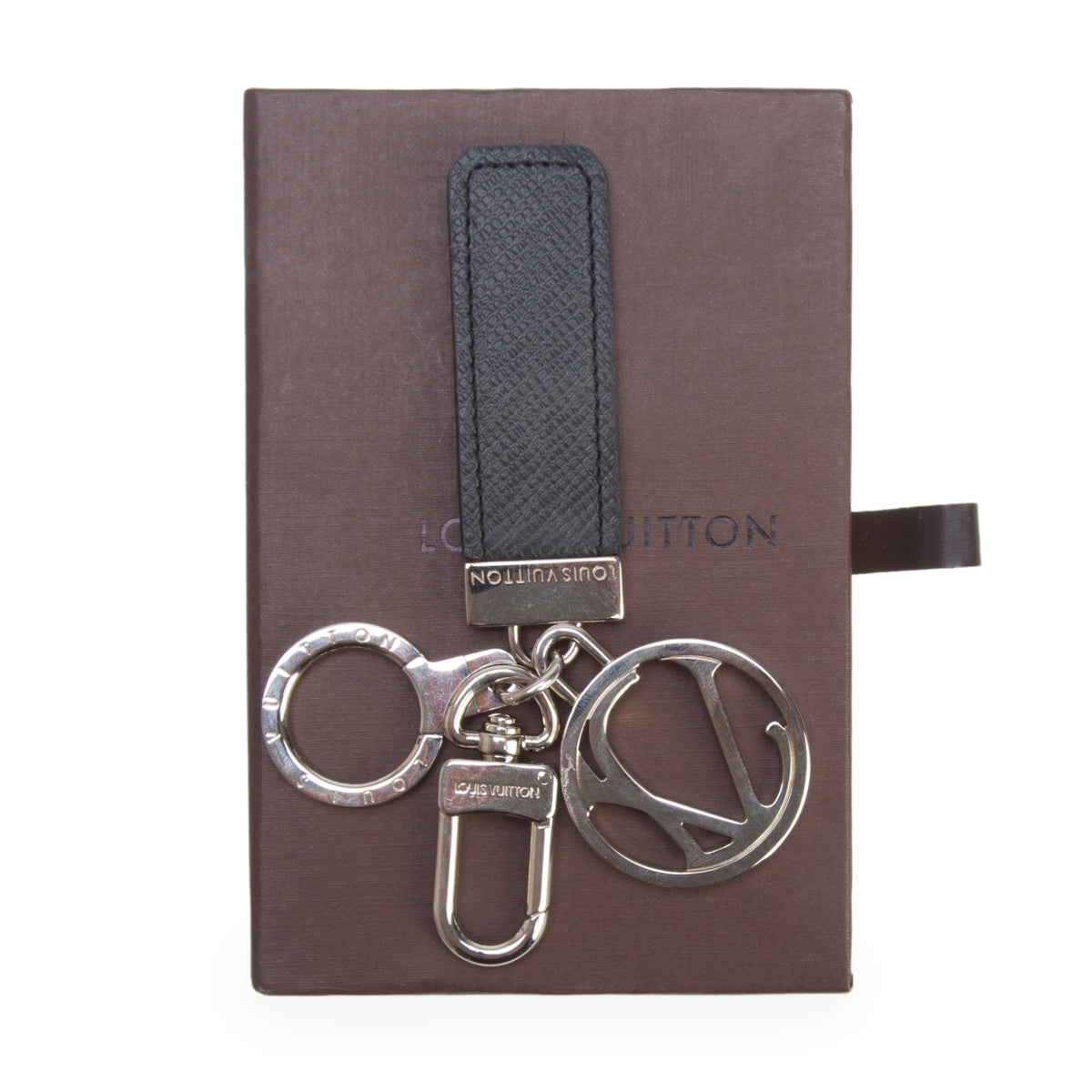 Louis Vuitton Black Taiga Leather Ardoise Porte Cles w/ Box