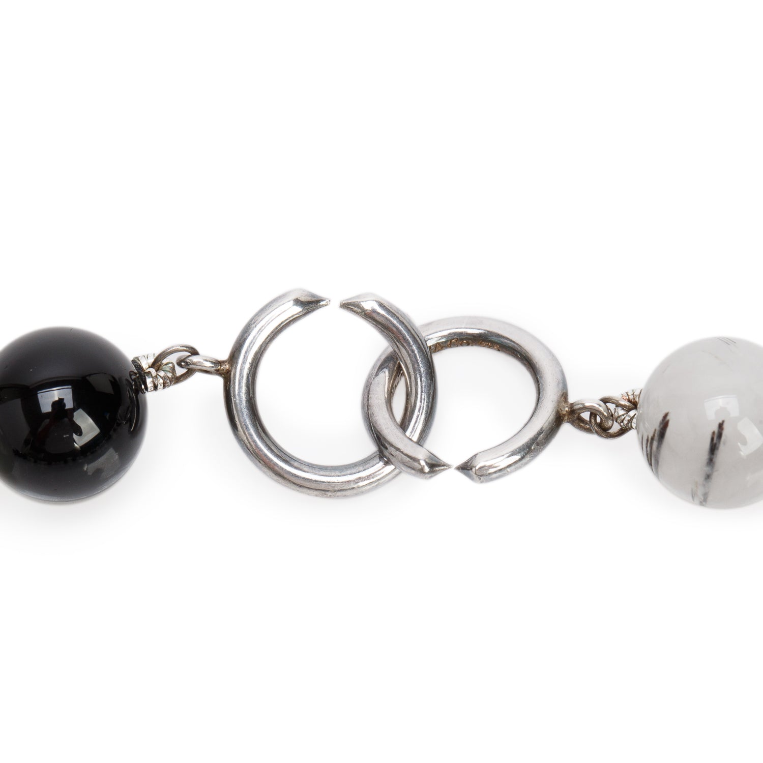 Tiffany & Co. Paloma Picasso Sterling Silver Moonstone, Tourmalinated Quartz & Onyx Bead Necklace