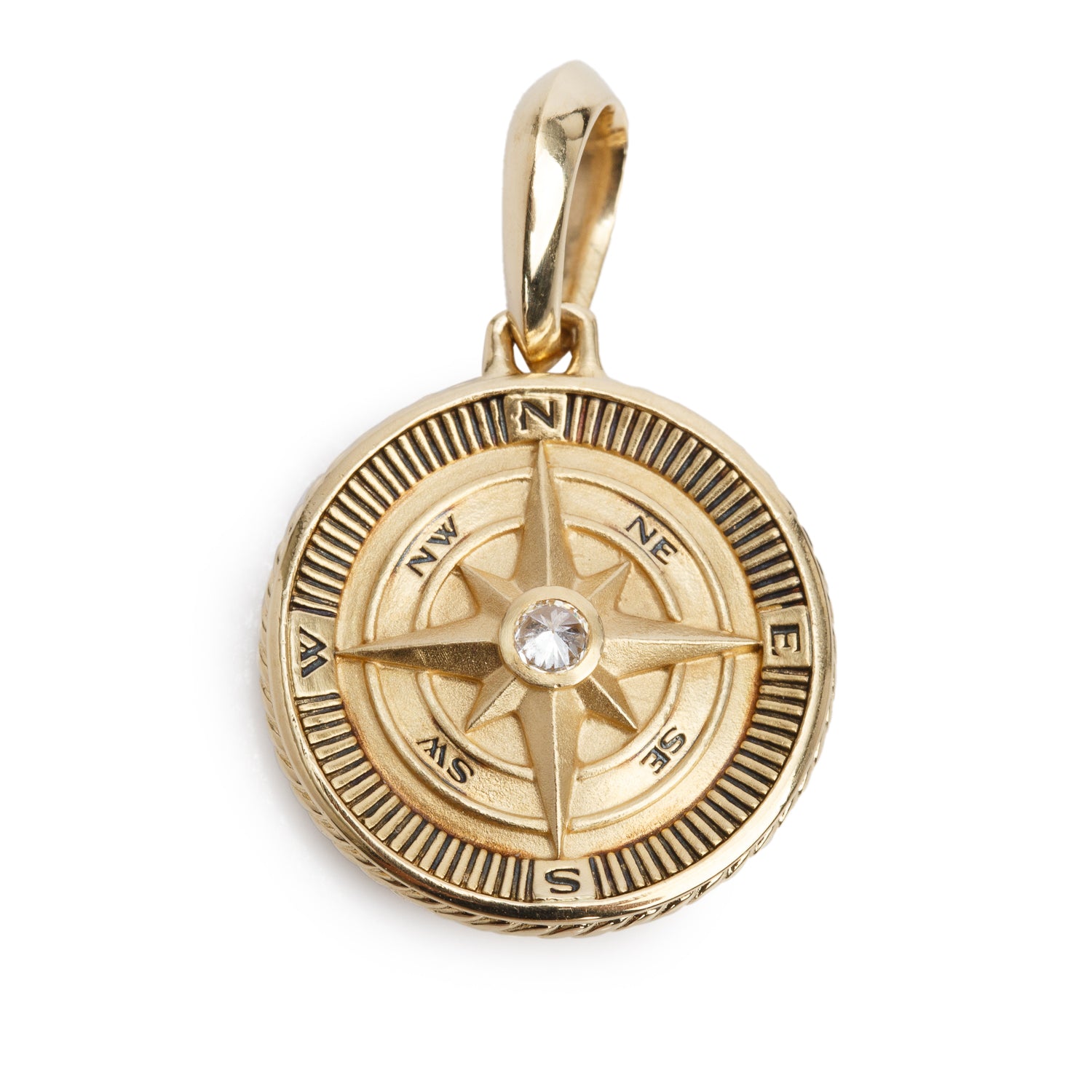 David Yurman 18k Yellow Gold Diamond Maritime Compass Amulet Pendant w/ Box