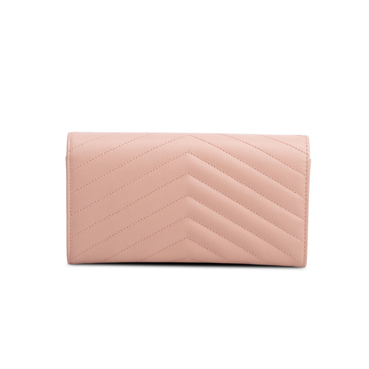Saint Laurent 2023 Pink Grain de Poudre Cassandre Matelasse Large Flap Wallet