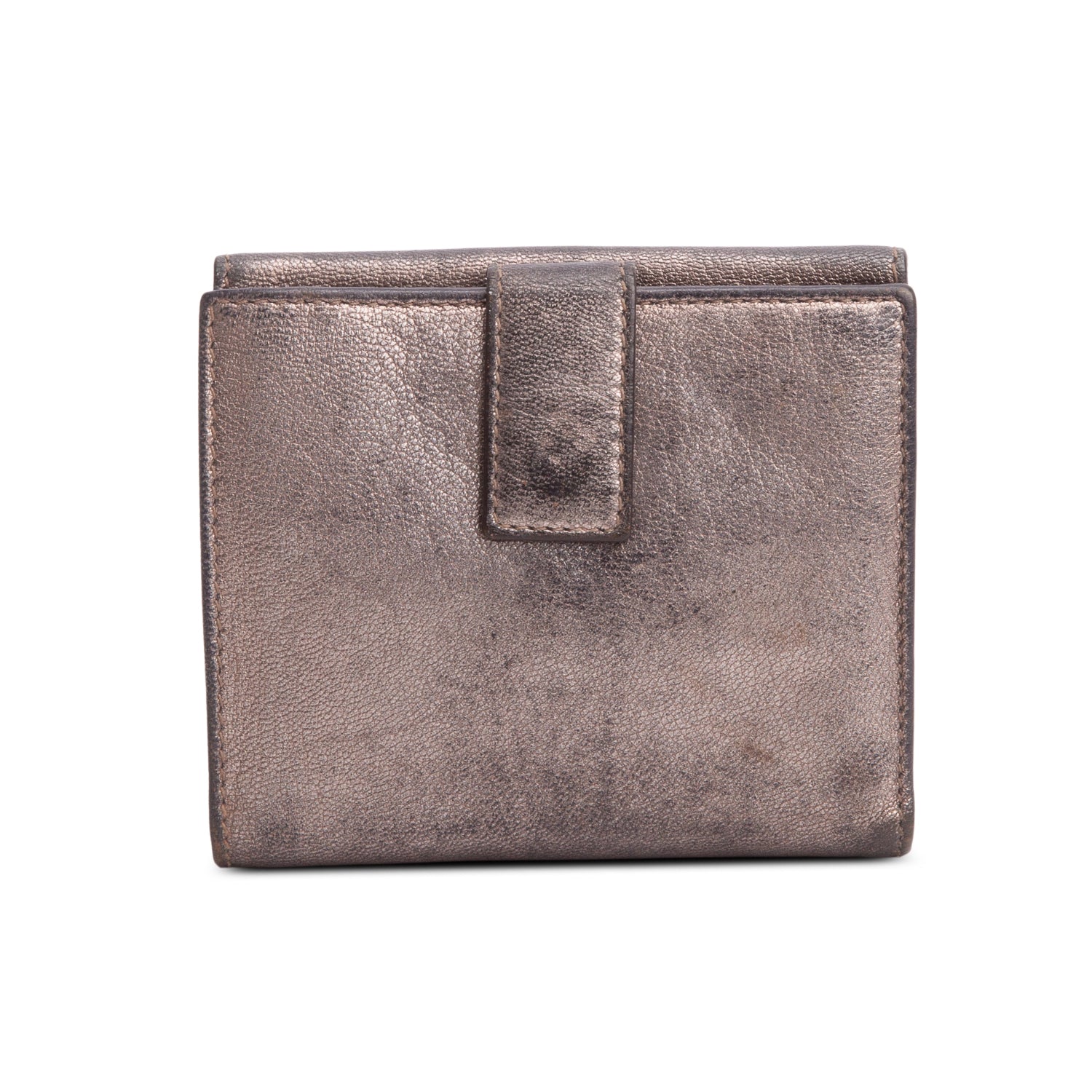 Ferragamo Silver Calfskin Gancini French Wallet