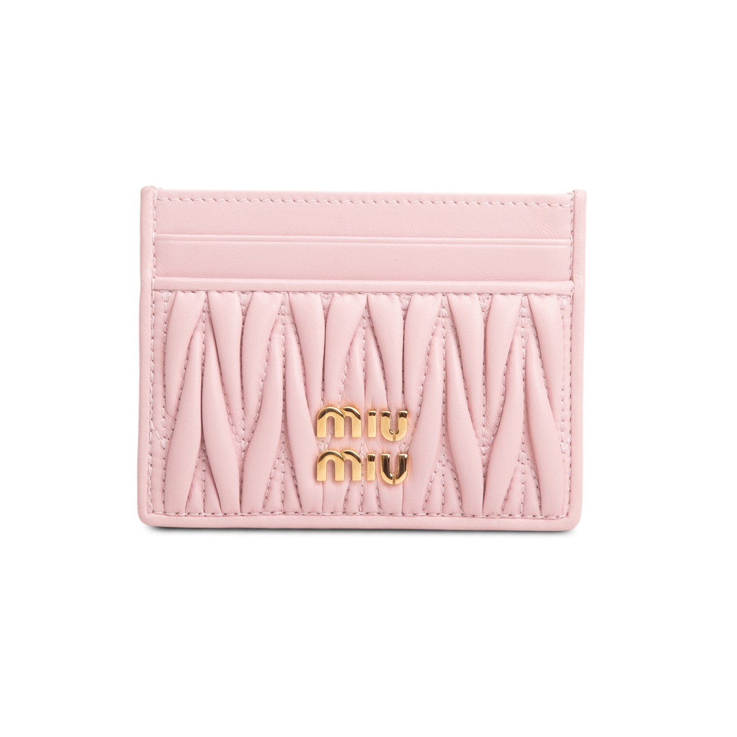Miu Miu Pink Nappa Leather Matelasse Card Holder w/ Box