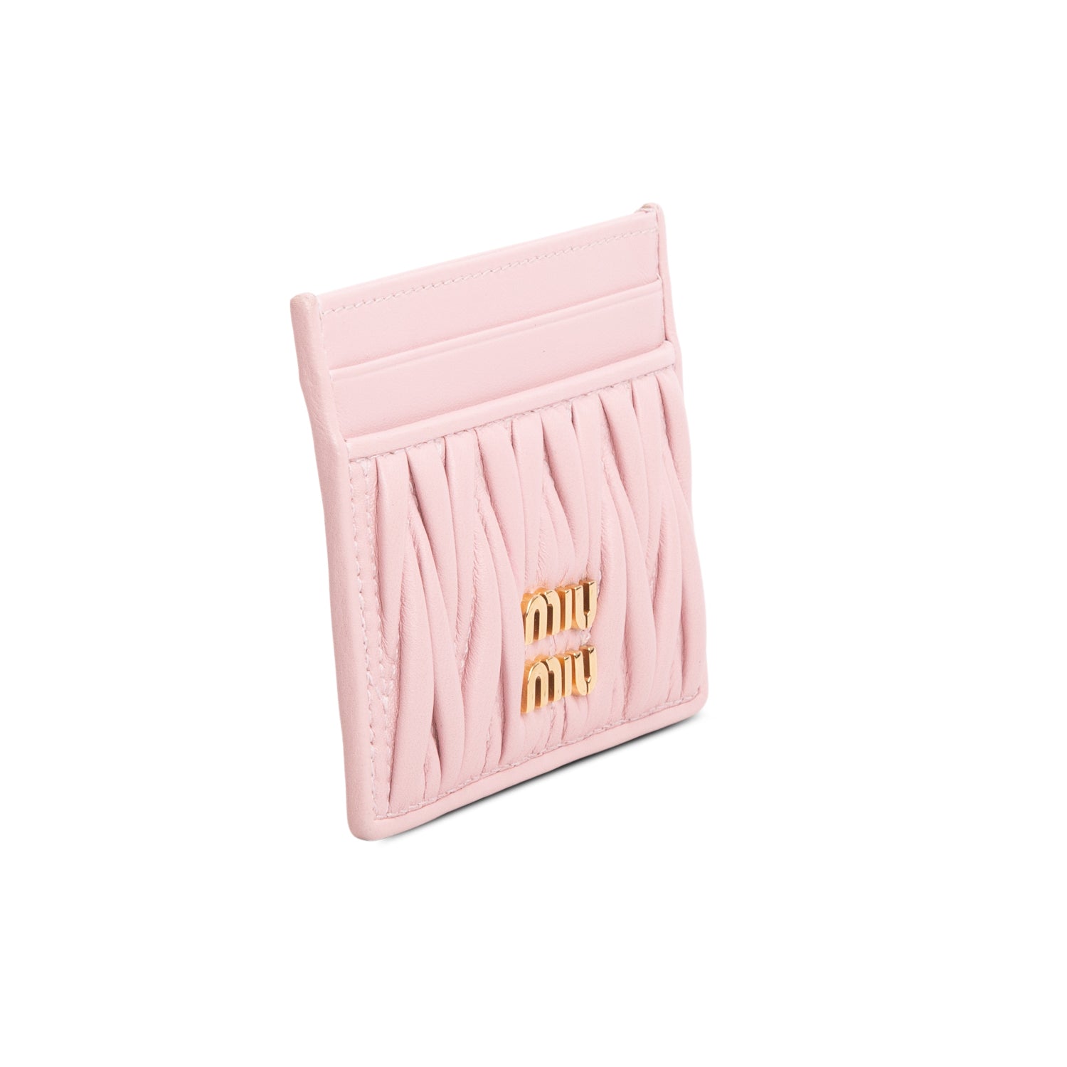 Miu Miu Pink Nappa Leather Matelasse Card Holder w/ Box