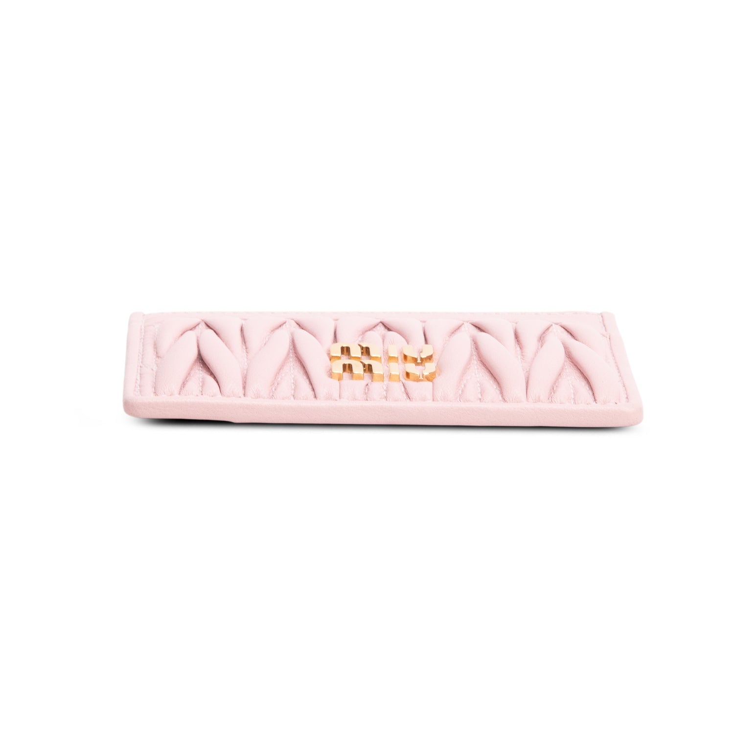 Miu Miu Pink Nappa Leather Matelasse Card Holder w/ Box