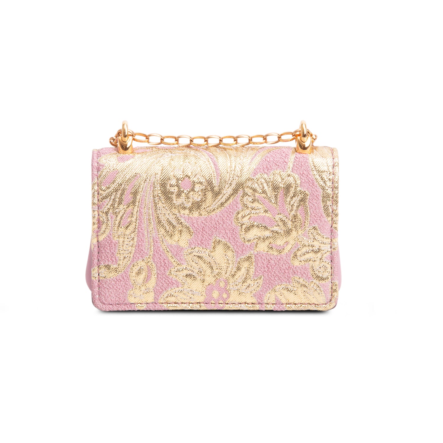Dolce & Gabbana Pink Gold Brocade Micro DG Girls Bag w/ Authenticity Card