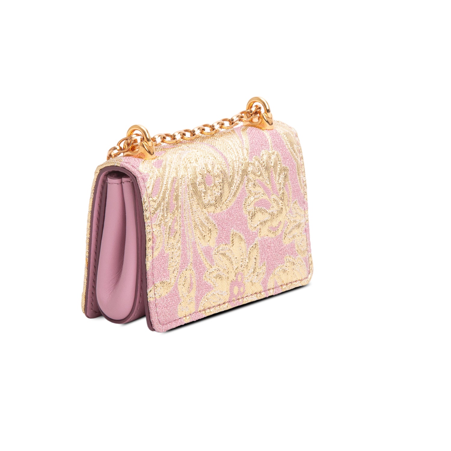 Dolce & Gabbana Pink Gold Brocade Micro DG Girls Bag w/ Authenticity Card
