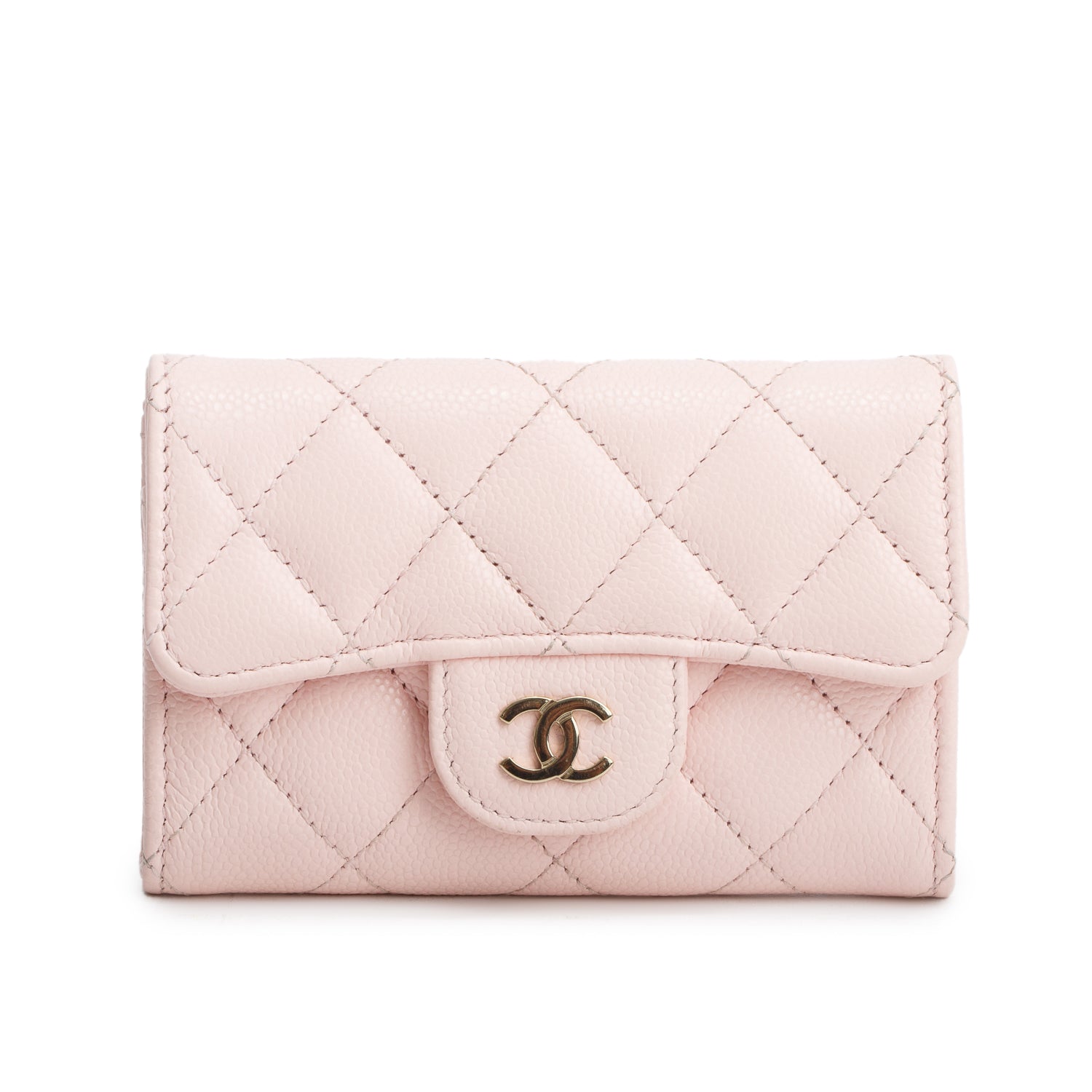 Chanel Pink Caviar Leather Classic Flap Card Holder