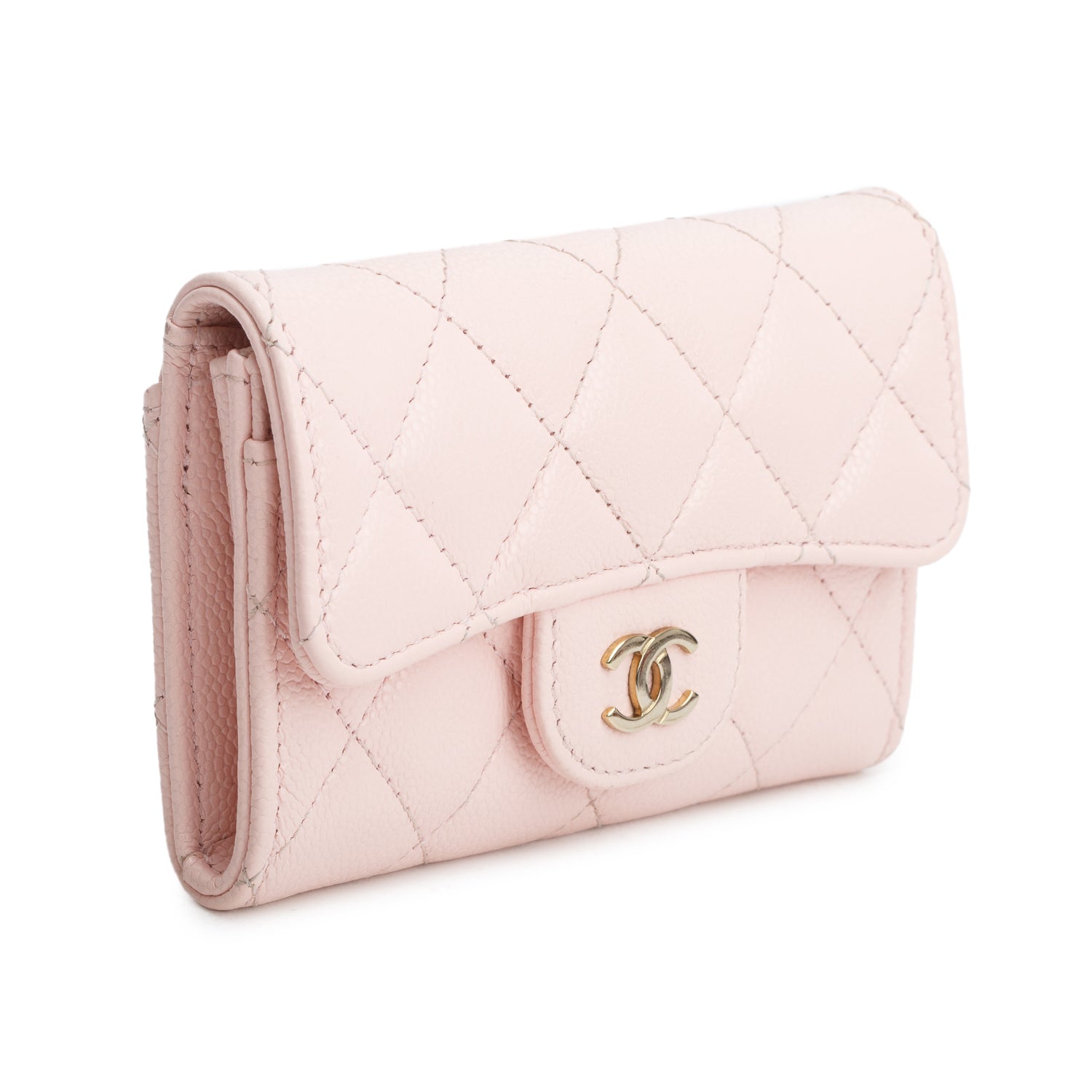Chanel Pink Caviar Leather Classic Flap Card Holder