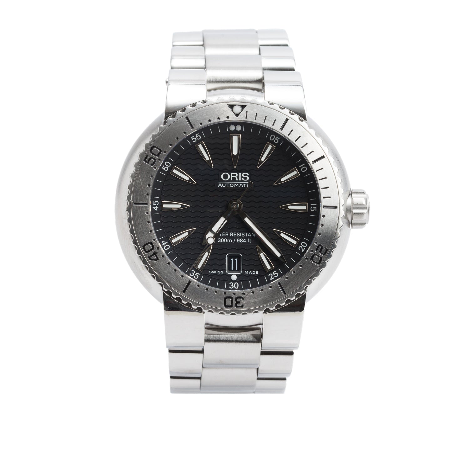 Oris Stainless Steel Divers Date 44 MM Automatic Watch Black Dial 7533