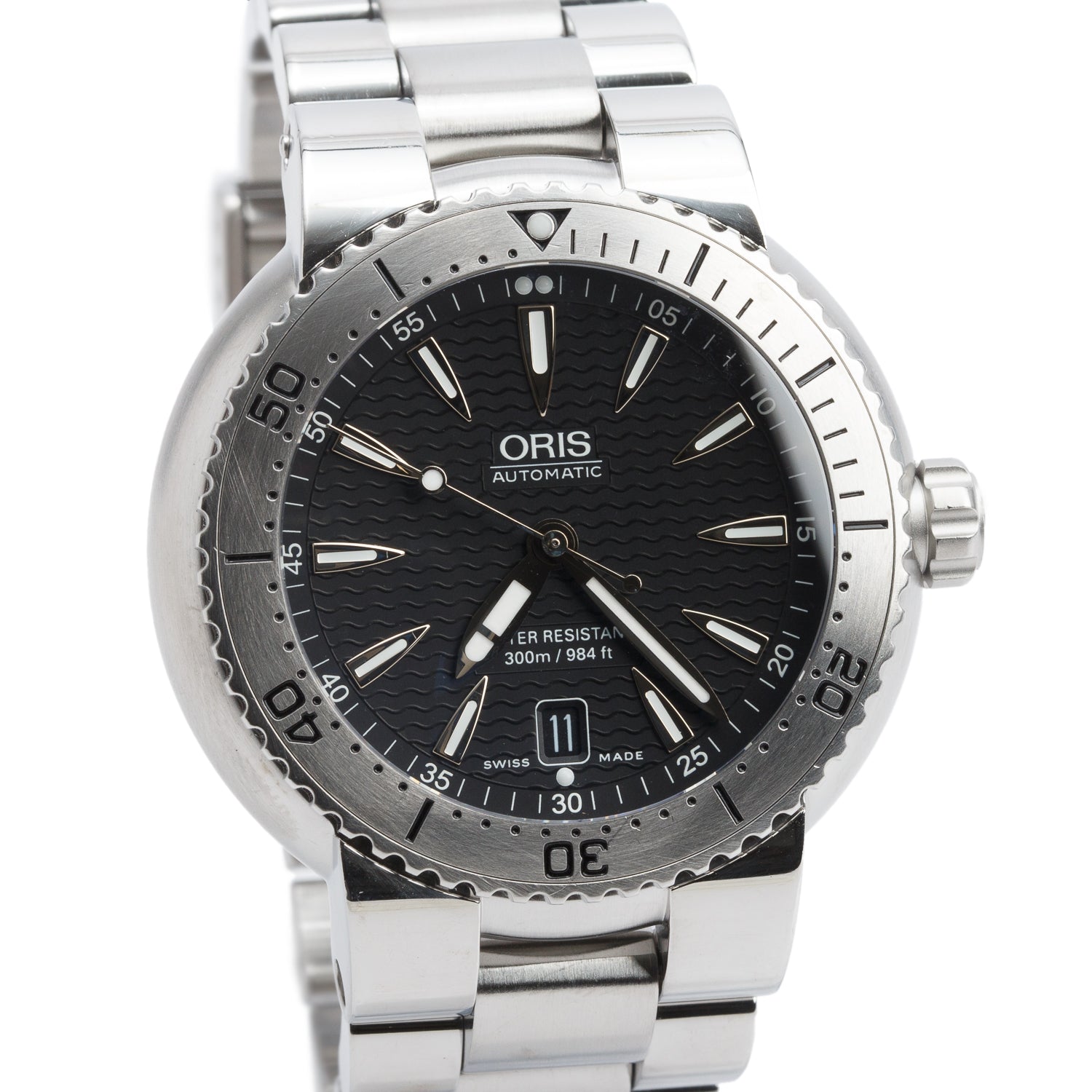Oris Stainless Steel Divers Date 44 MM Automatic Watch Black Dial 7533