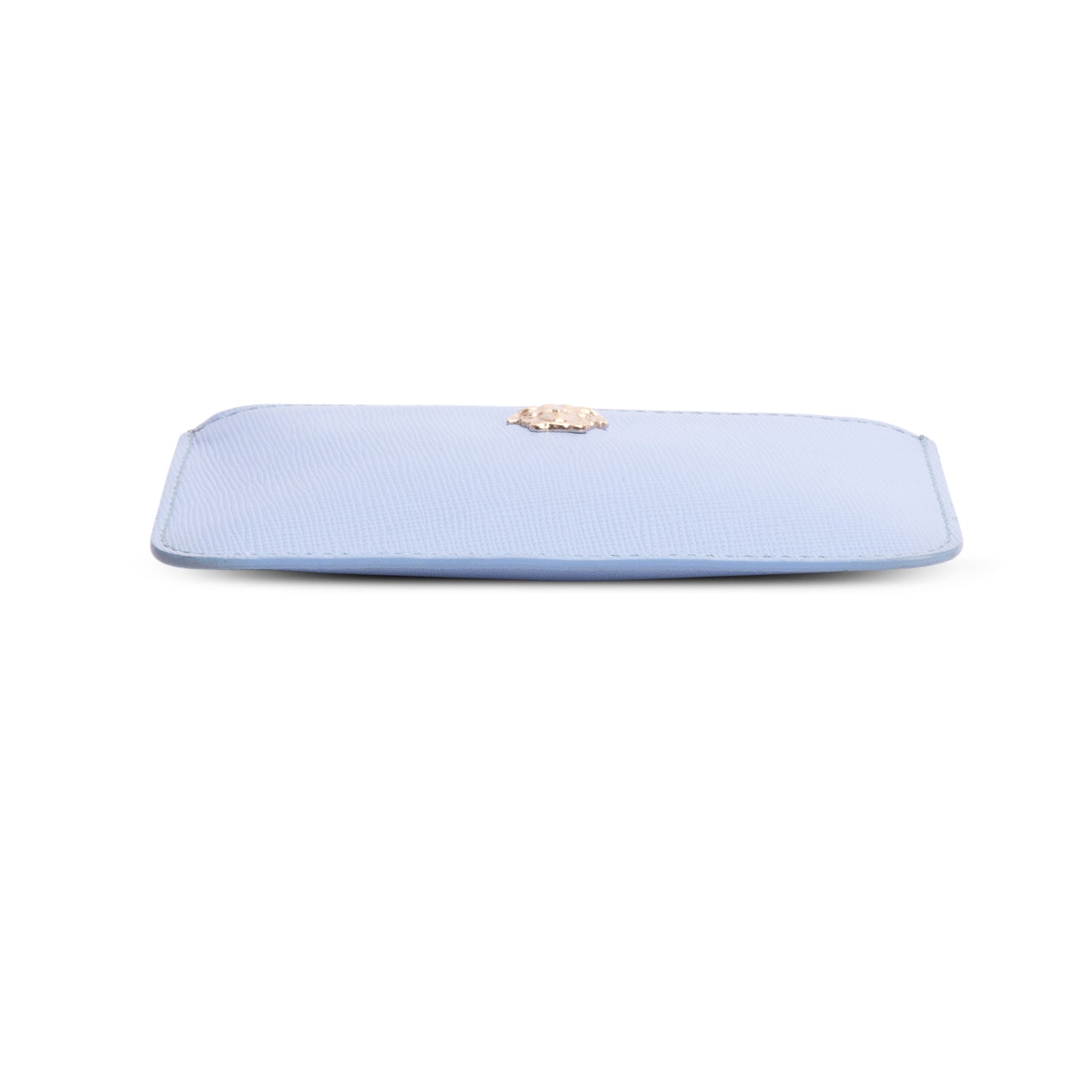 Versace Blue Calf Leather La Medusa Zip Pouch