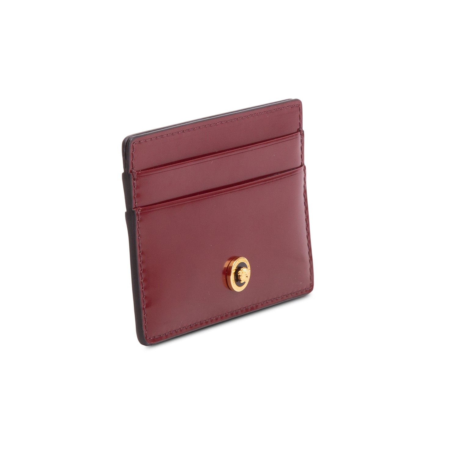Versace Burgundy Patent Leather La Medusa Card Holder