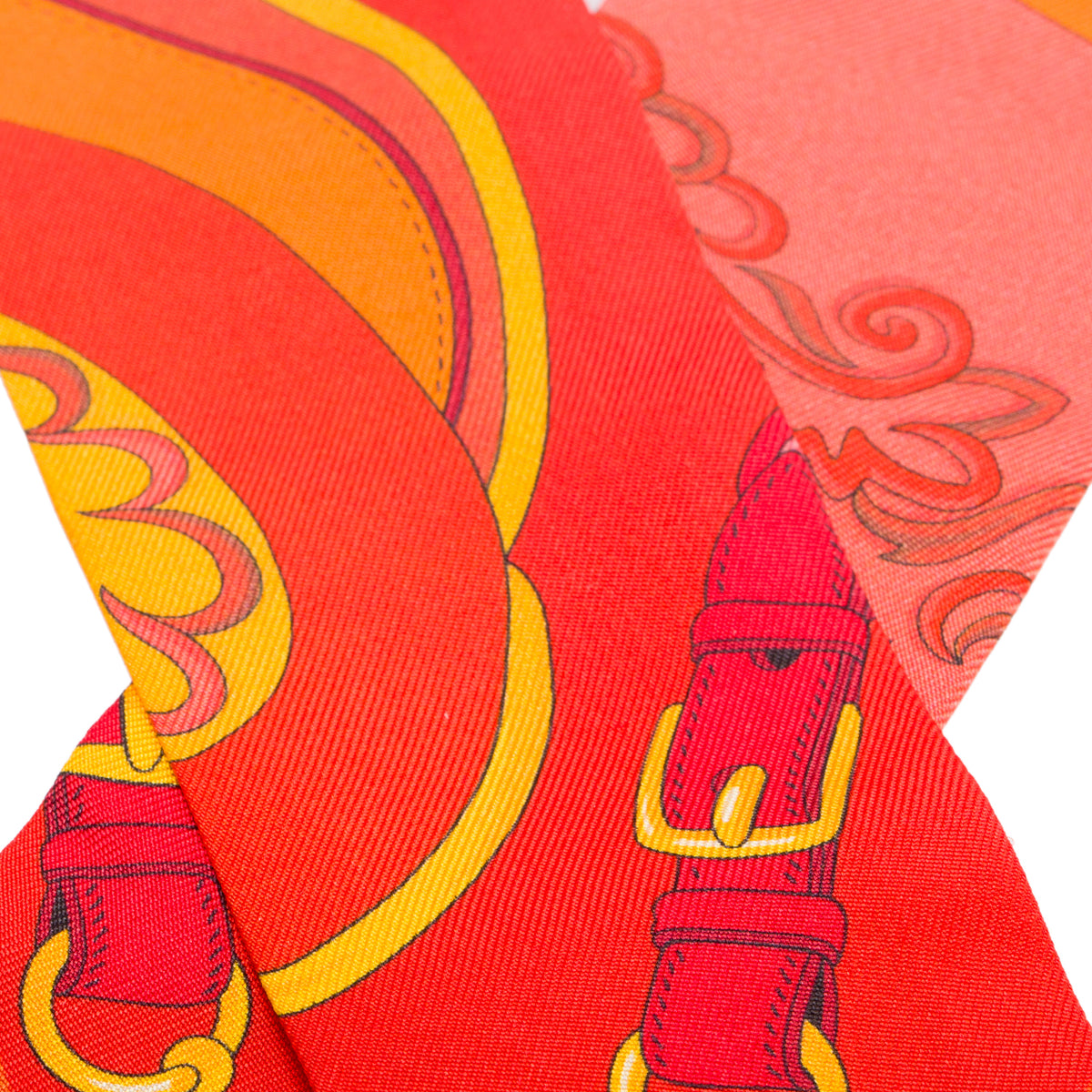 Hermes Orange & Multicolor 'Festival des Amazones' Silk Twilly w/ Box