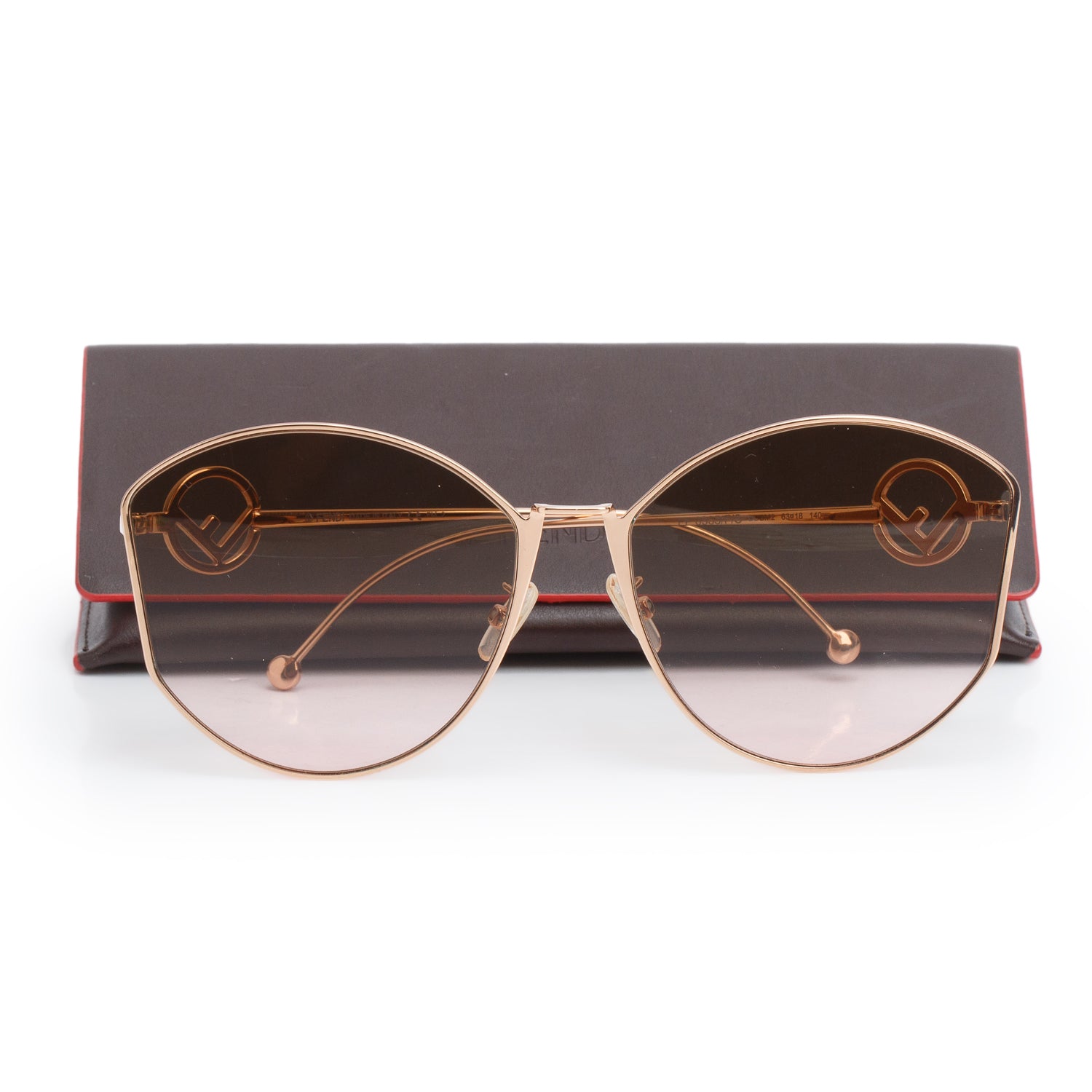 Fendi FE0335/F/S Rose Gold-Tone Metal F is Fendi Geometric Sunglasses w/ Case