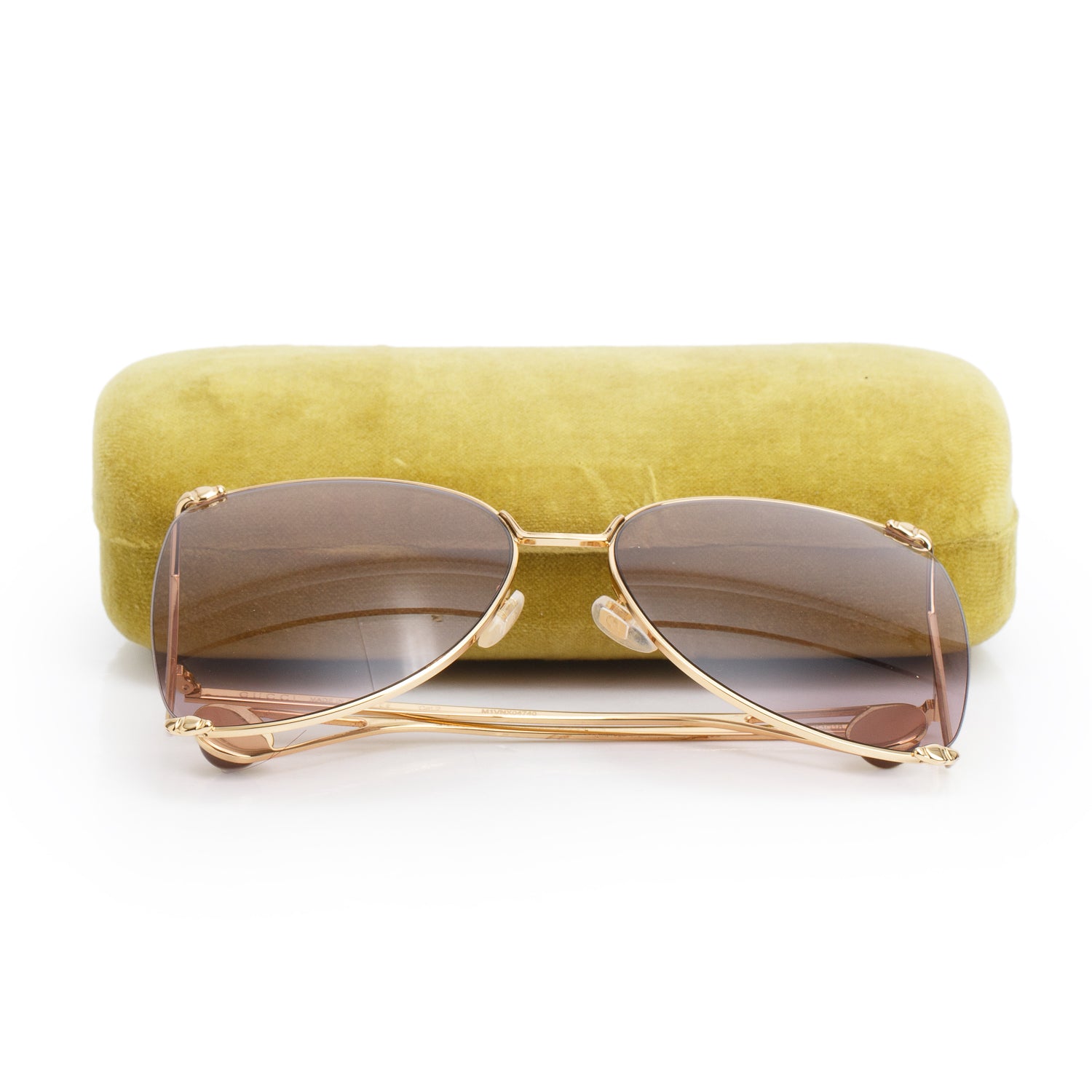 Gucci GG0252S Gold-Tone Oversized Butterfly Sunglasses w/ Case