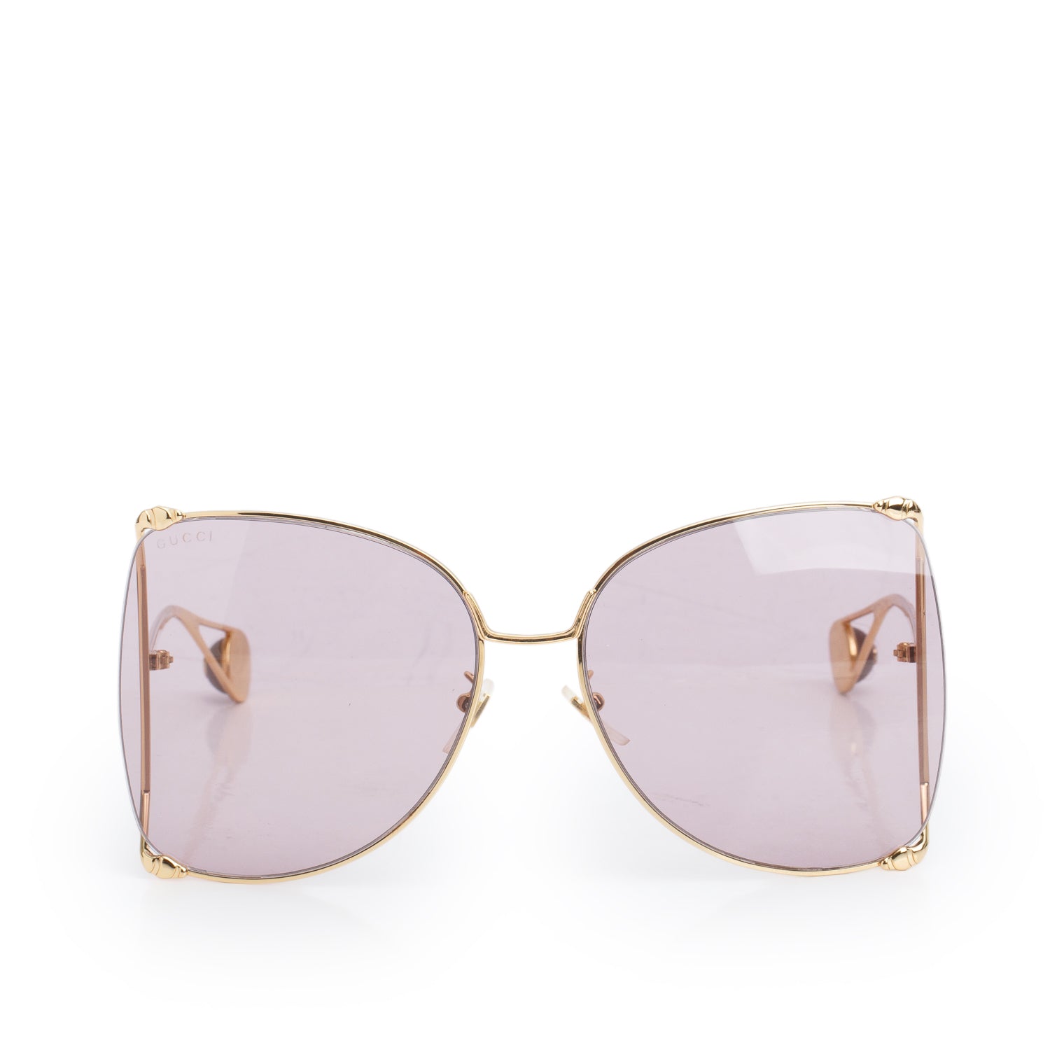 Gucci GG0252S Gold-Tone Oversized Butterfly Sunglasses w/ Case