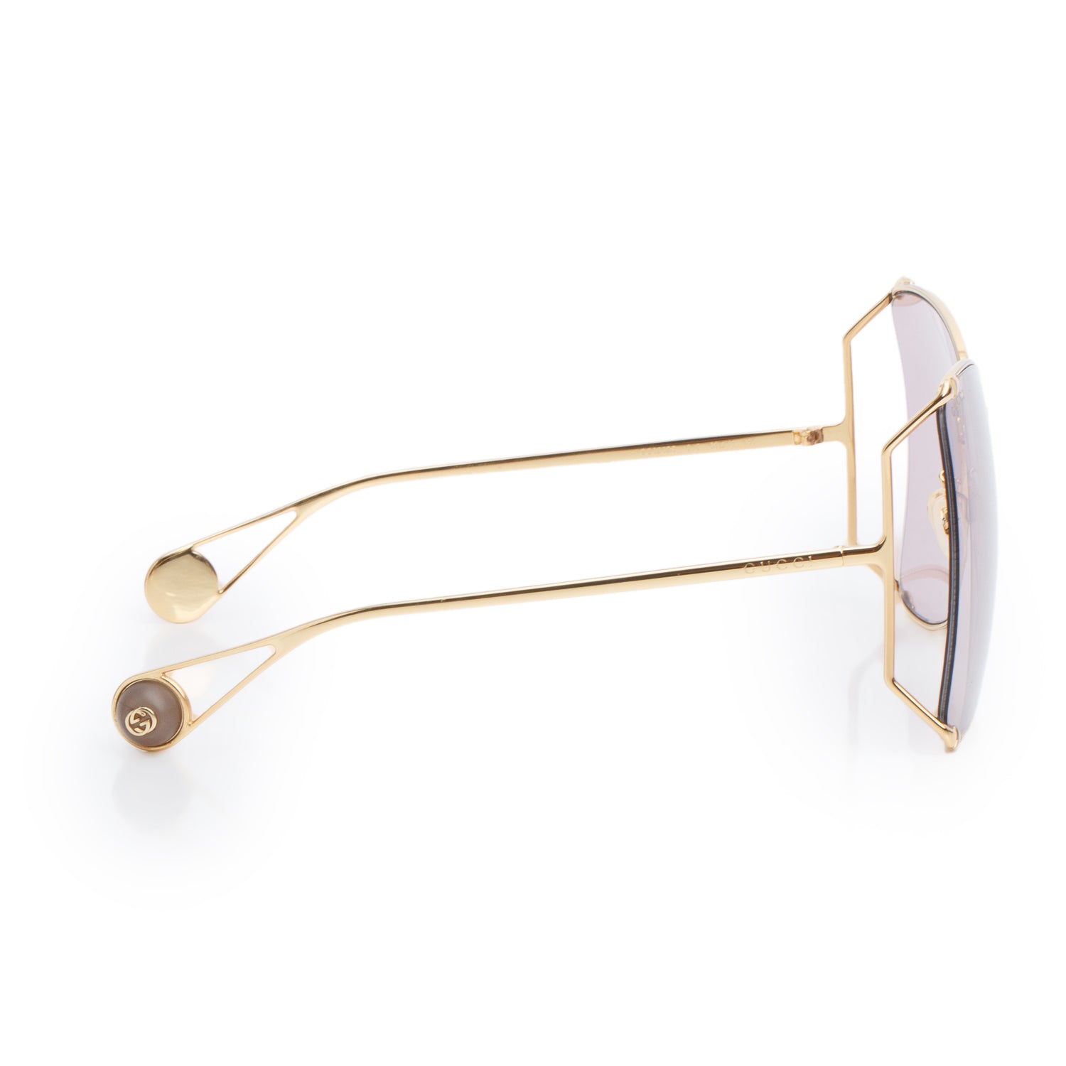 Gucci GG0252S Gold-Tone Oversized Butterfly Sunglasses w/ Case