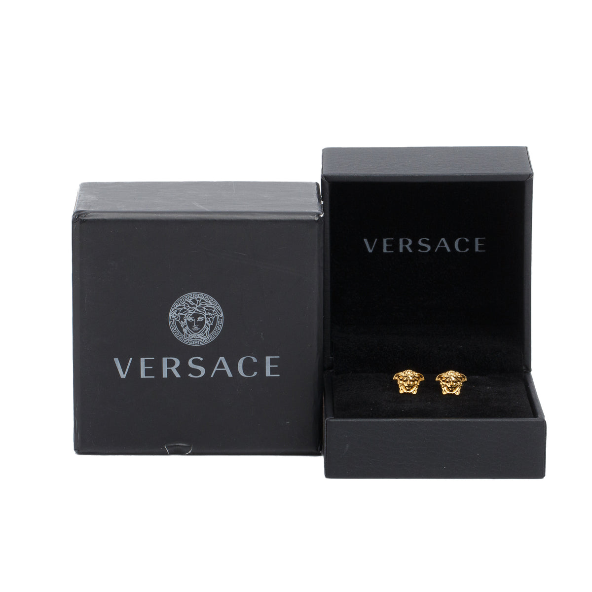Versace Gold-Plated Medusa Stud Earrings w/ Box