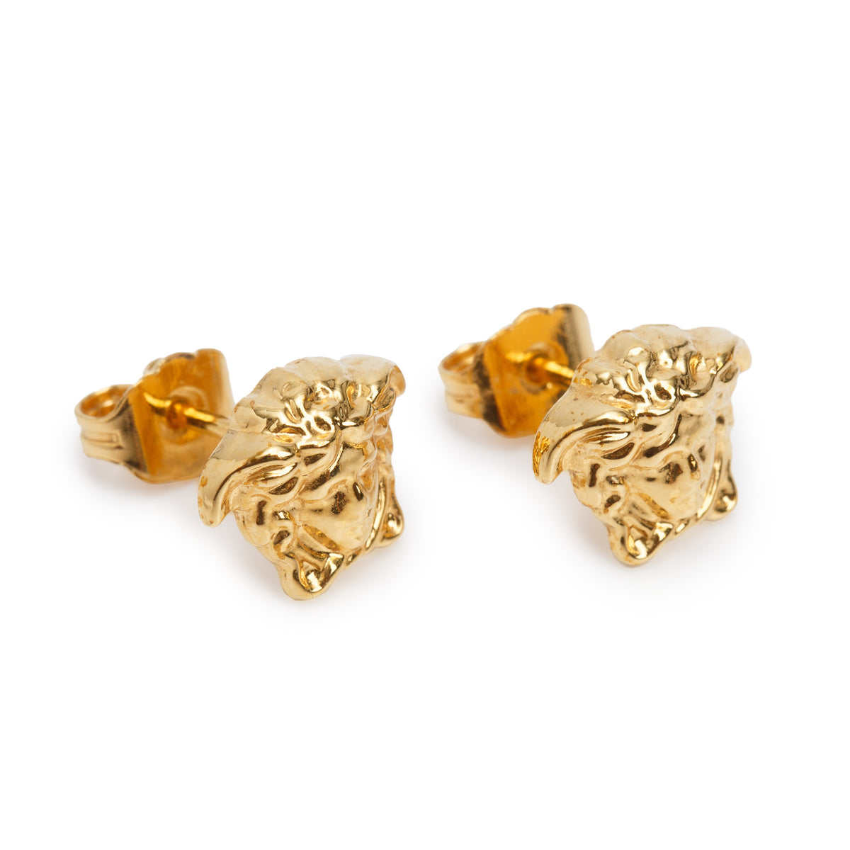 Versace Gold-Plated Medusa Stud Earrings w/ Box