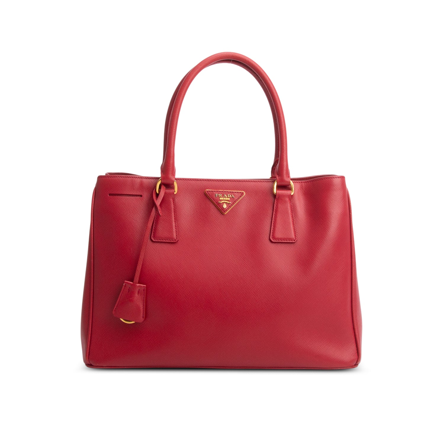 Prada Red Saffiano Medium Galleria Tote w/ Strap & Authenticity Card