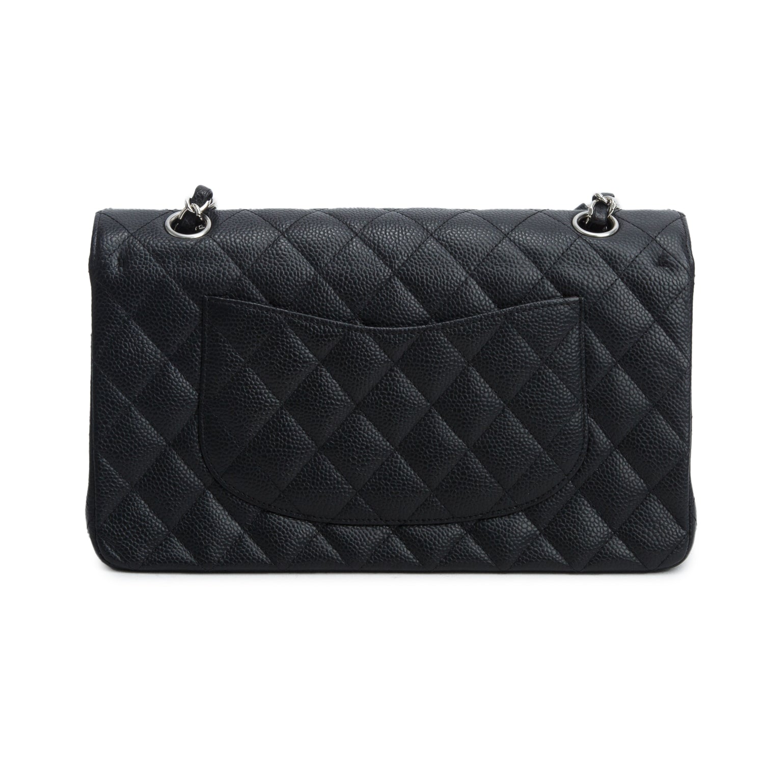 Chanel Black Caviar Leather Classic Medium Double Flap Bag w/ Authenticity Card