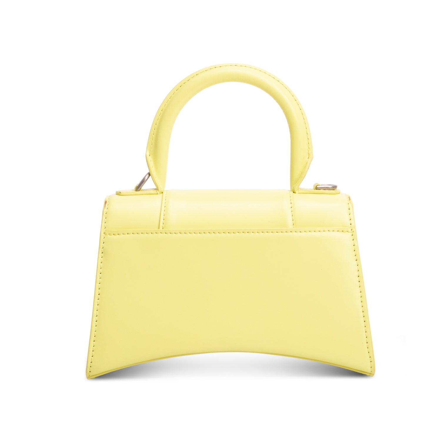 Balenciaga Yellow Shiny Box Calfskin Leather XS Hourglass Top Handle Bag w/ Strap