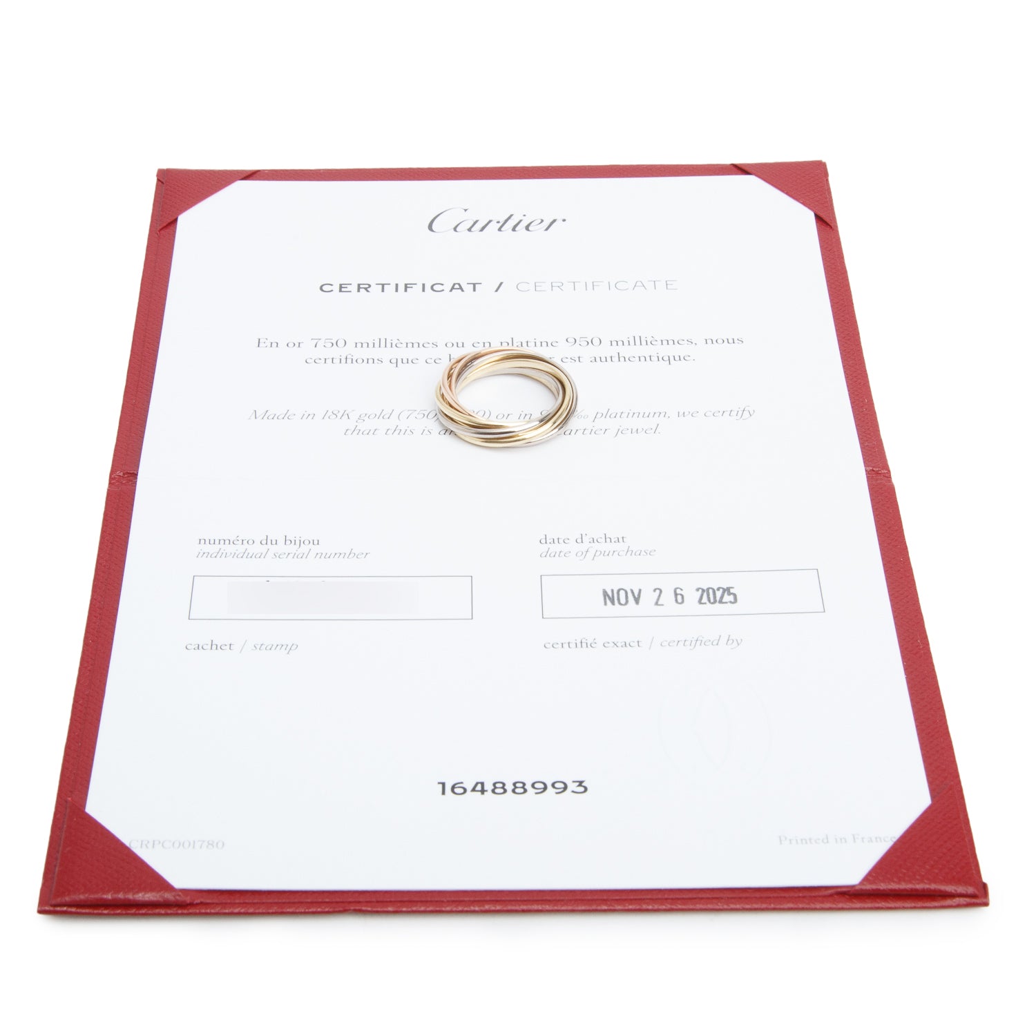 Cartier 2025 18k Yellow, White & Rose Gold Trinity Rolling Ring, Seven Rows Size 53 6.5 w/ Receipt & Certificate