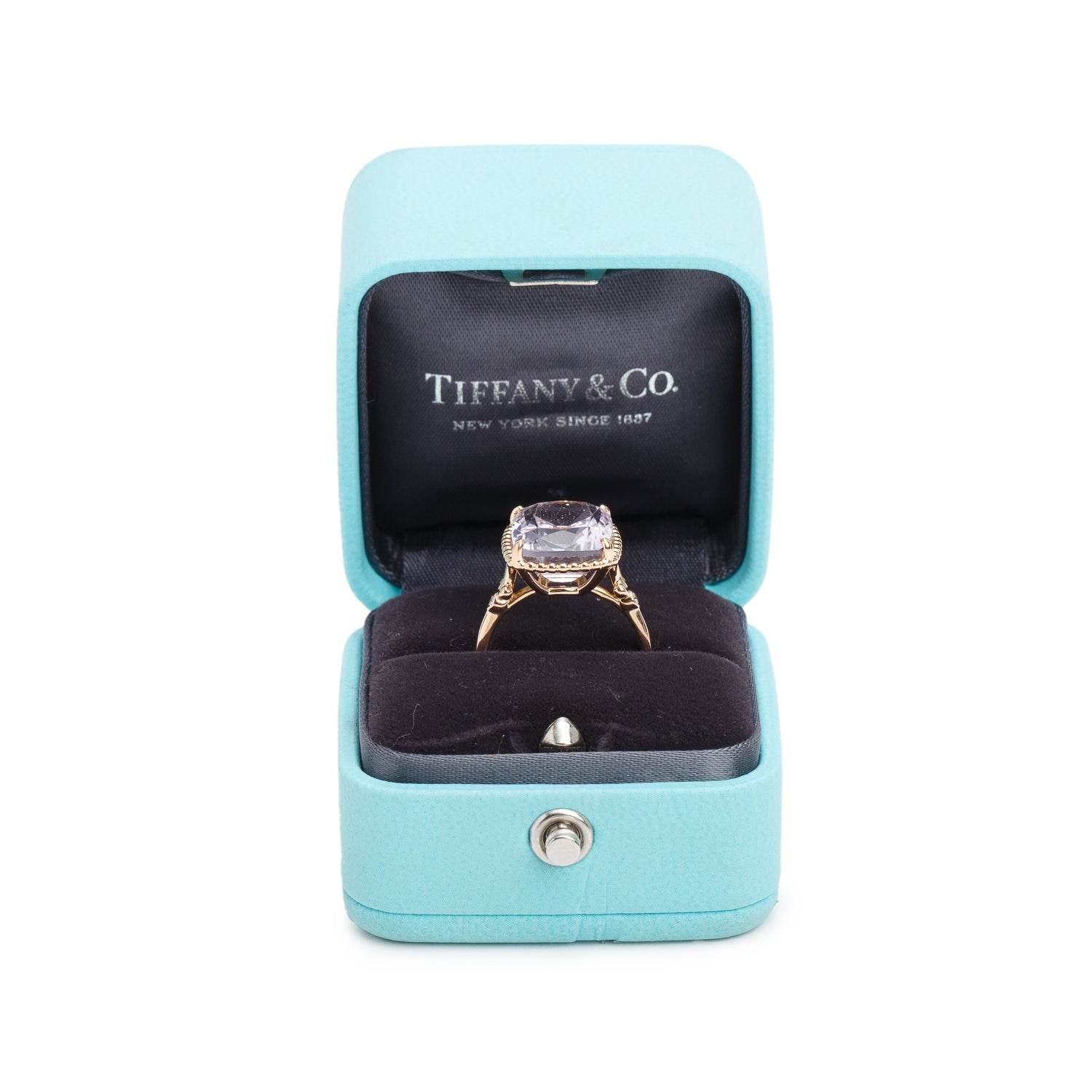Tiffany & Co. 18k Yellow Gold Amethyst & Diamond Sparklers Cocktail Ring, Size 6.25 w/ Box