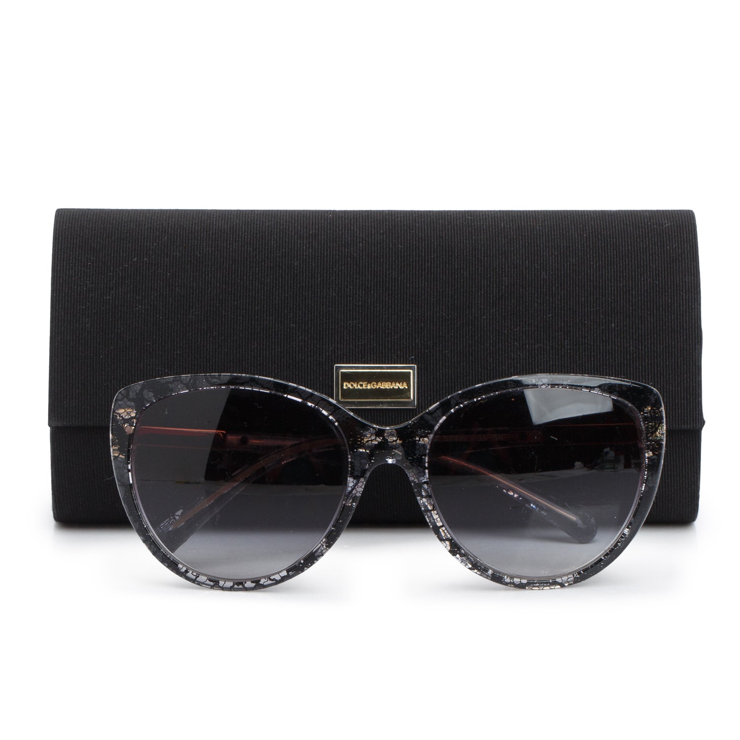 Dolce & Gabbana DG4175 Black Flower Embroidery Acetate Butterfly Sunglasses w/ Case