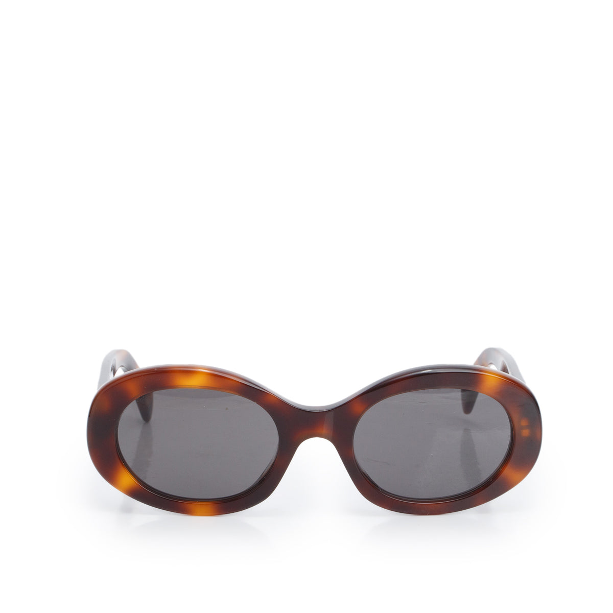 Celine CL40194U Brown Havana Acetate Triomphe 01 Oval Sunglasses w/ Case