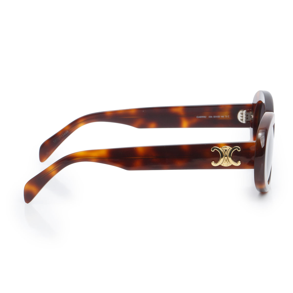 Celine CL40194U Brown Havana Acetate Triomphe 01 Oval Sunglasses w/ Case