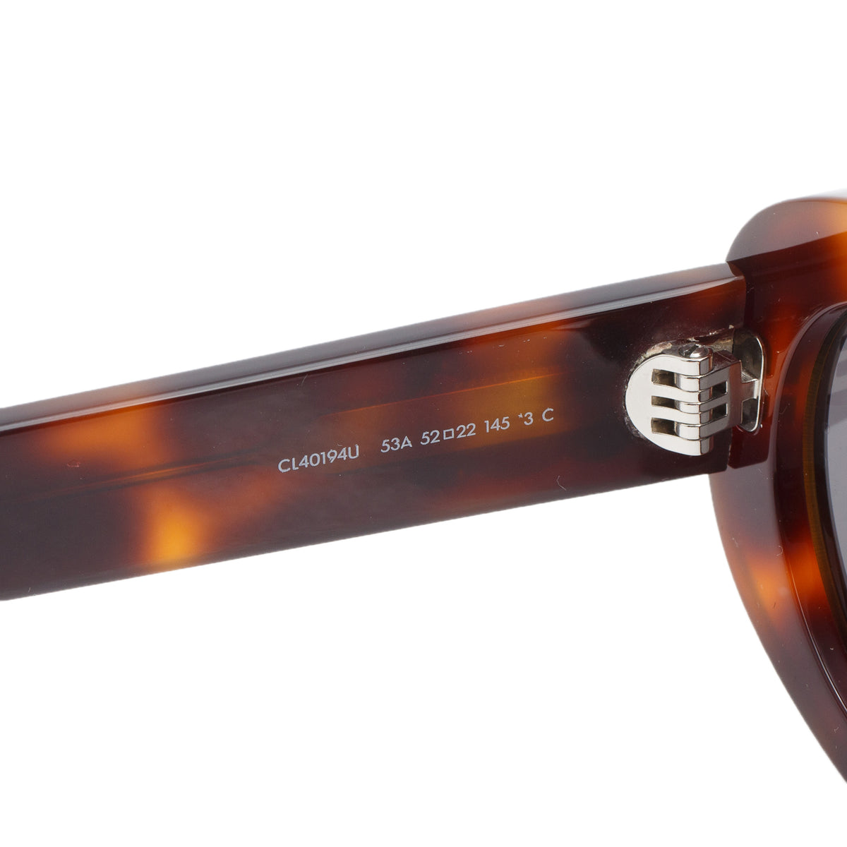 Celine CL40194U Brown Havana Acetate Triomphe 01 Oval Sunglasses w/ Case