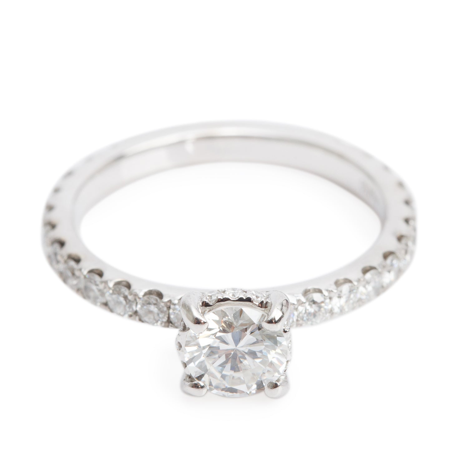 18k White Gold 0.65 ct. Round Cut Diamond Engagement Ring, Size 6.5