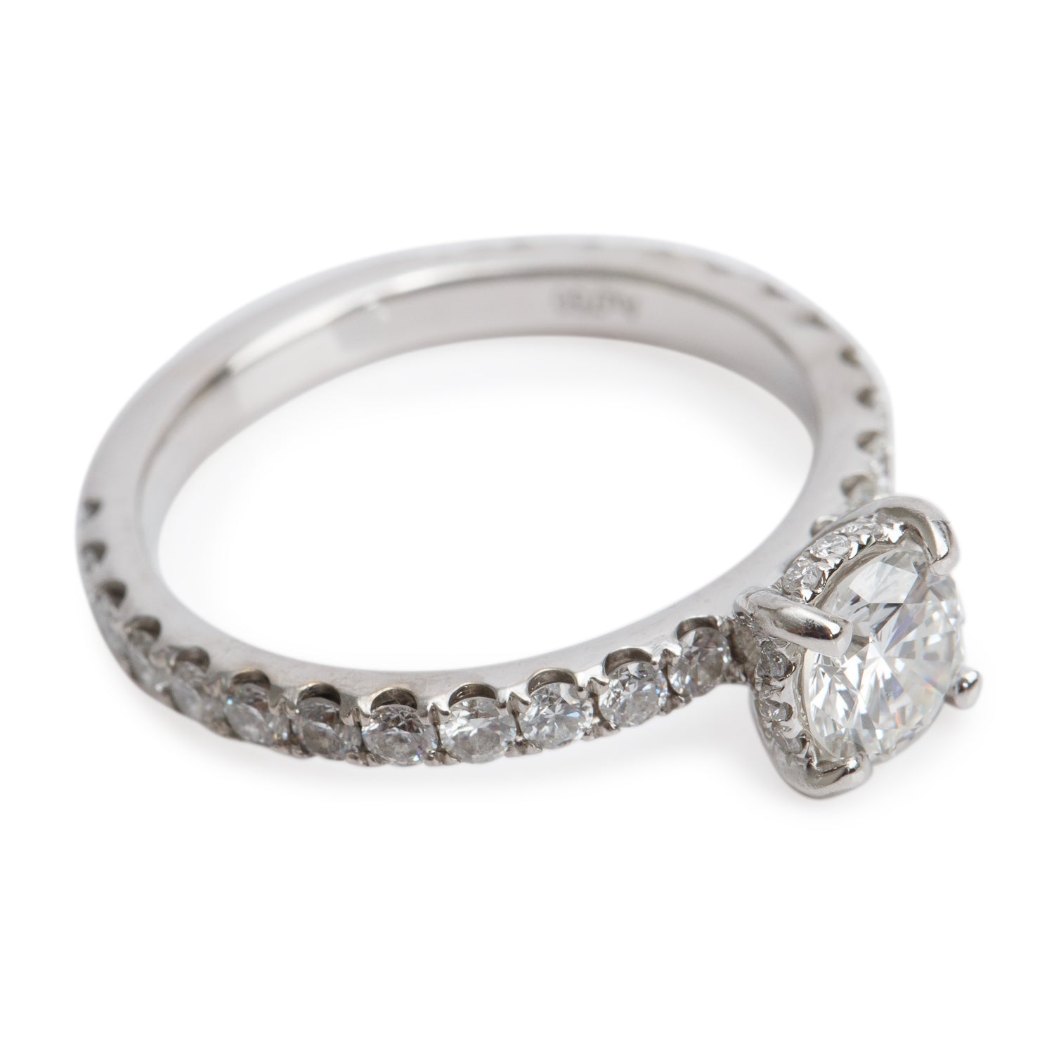 18k White Gold 0.65 ct. Round Cut Diamond Engagement Ring, Size 6.5