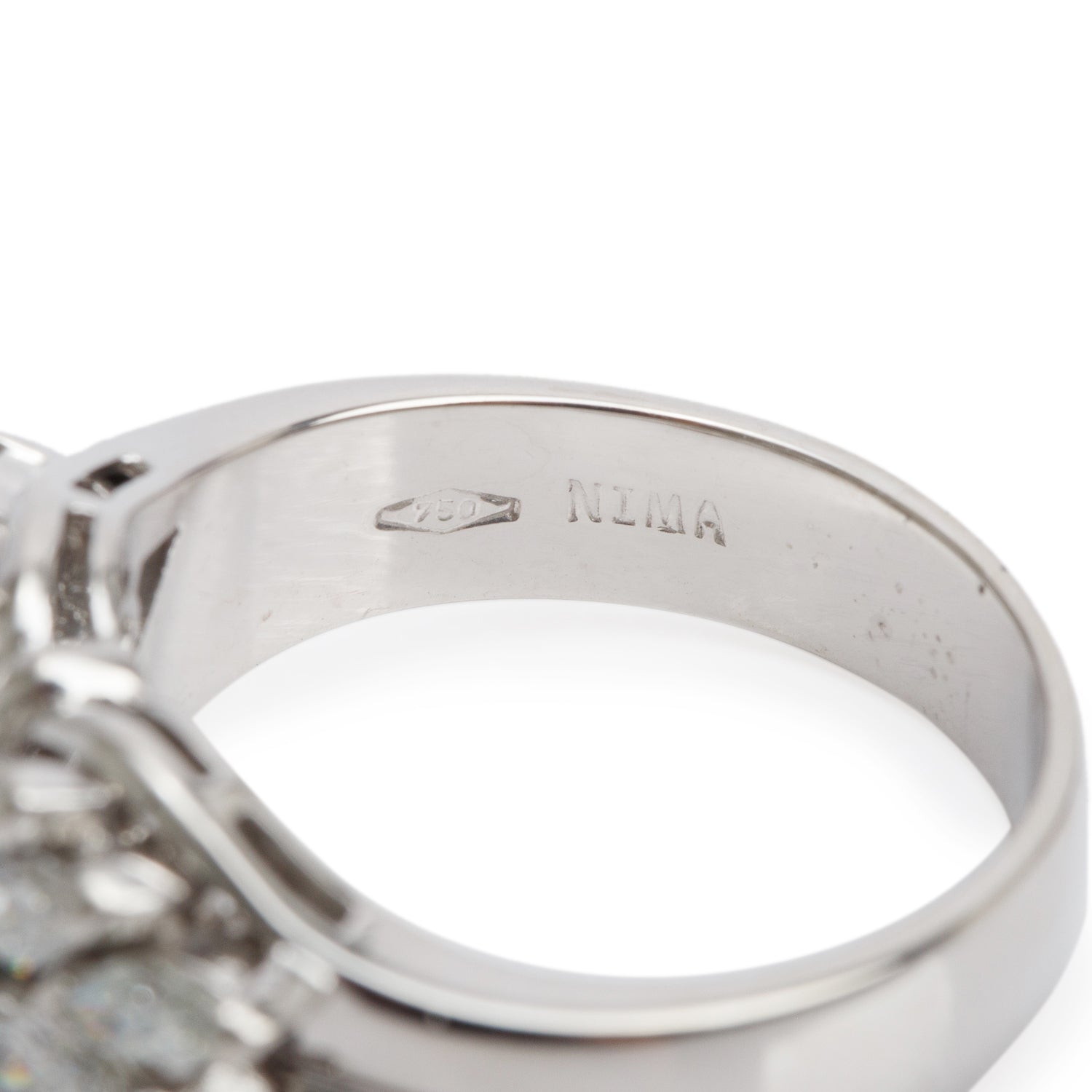 18k White Gold Cluster Diamond Ring, Size 9.75