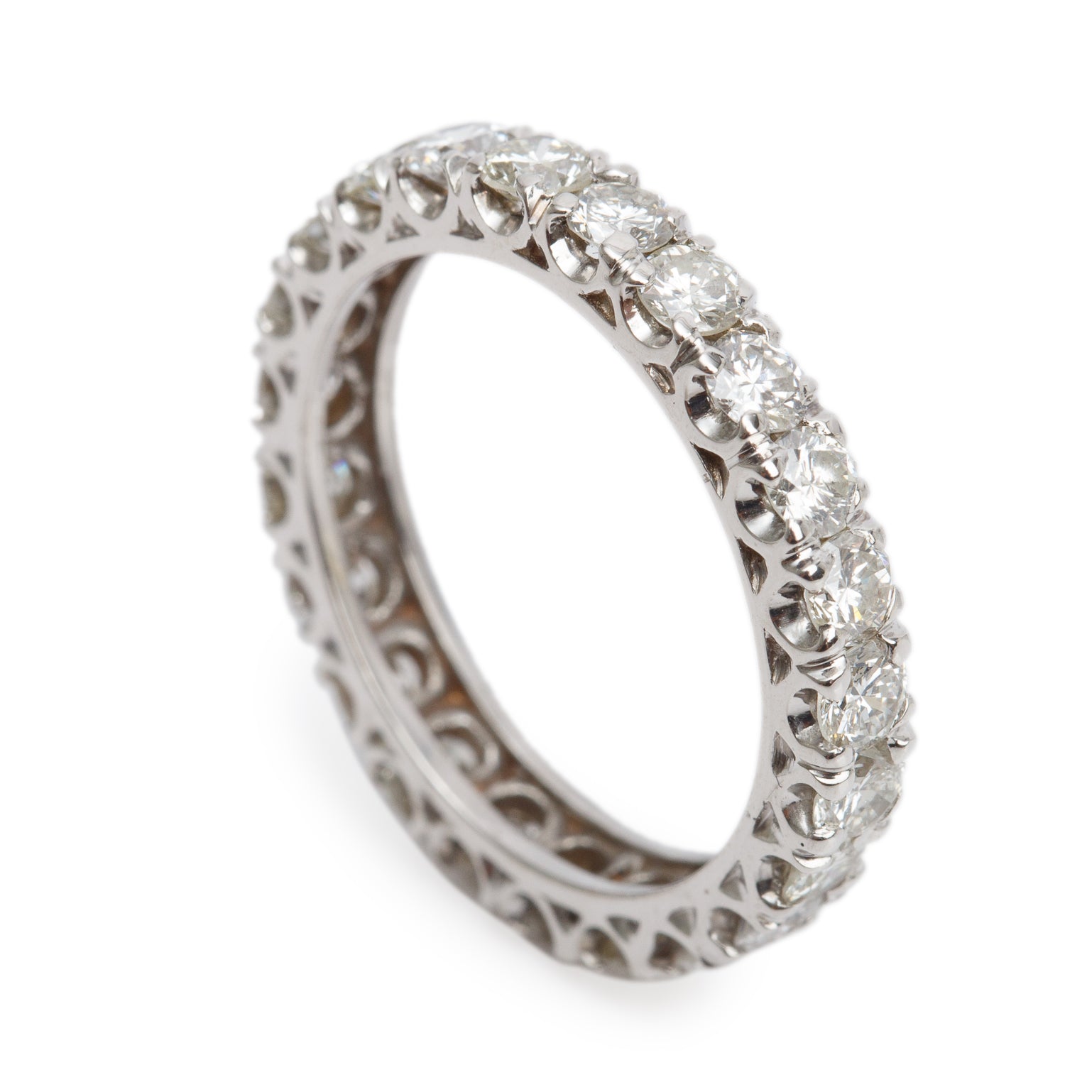 14k White Gold 2.30 tcw. Diamond Eternity Wedding Band Ring, Size 6