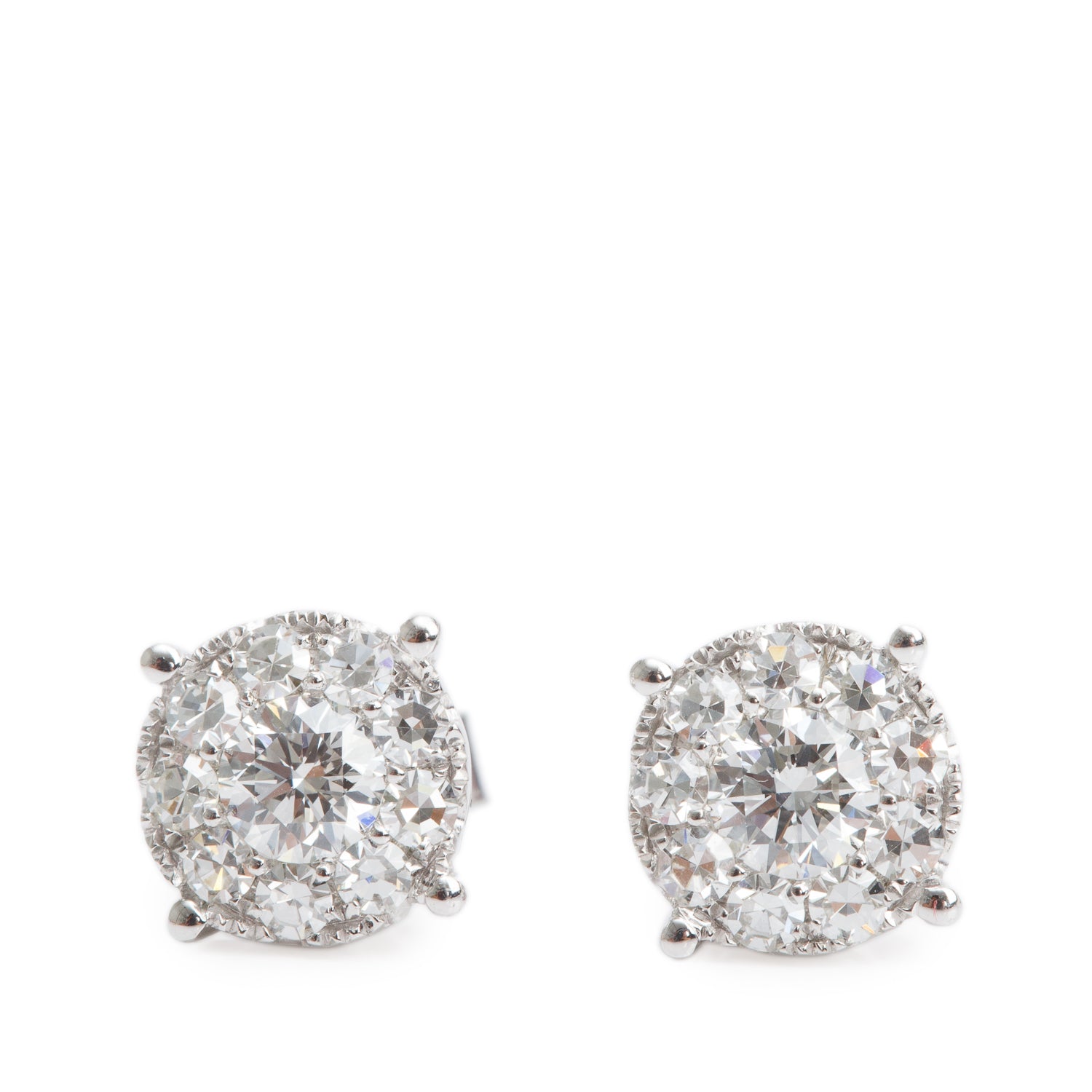 18k White Gold 0.74 tcw. Diamond Cluster Stud Earrings
