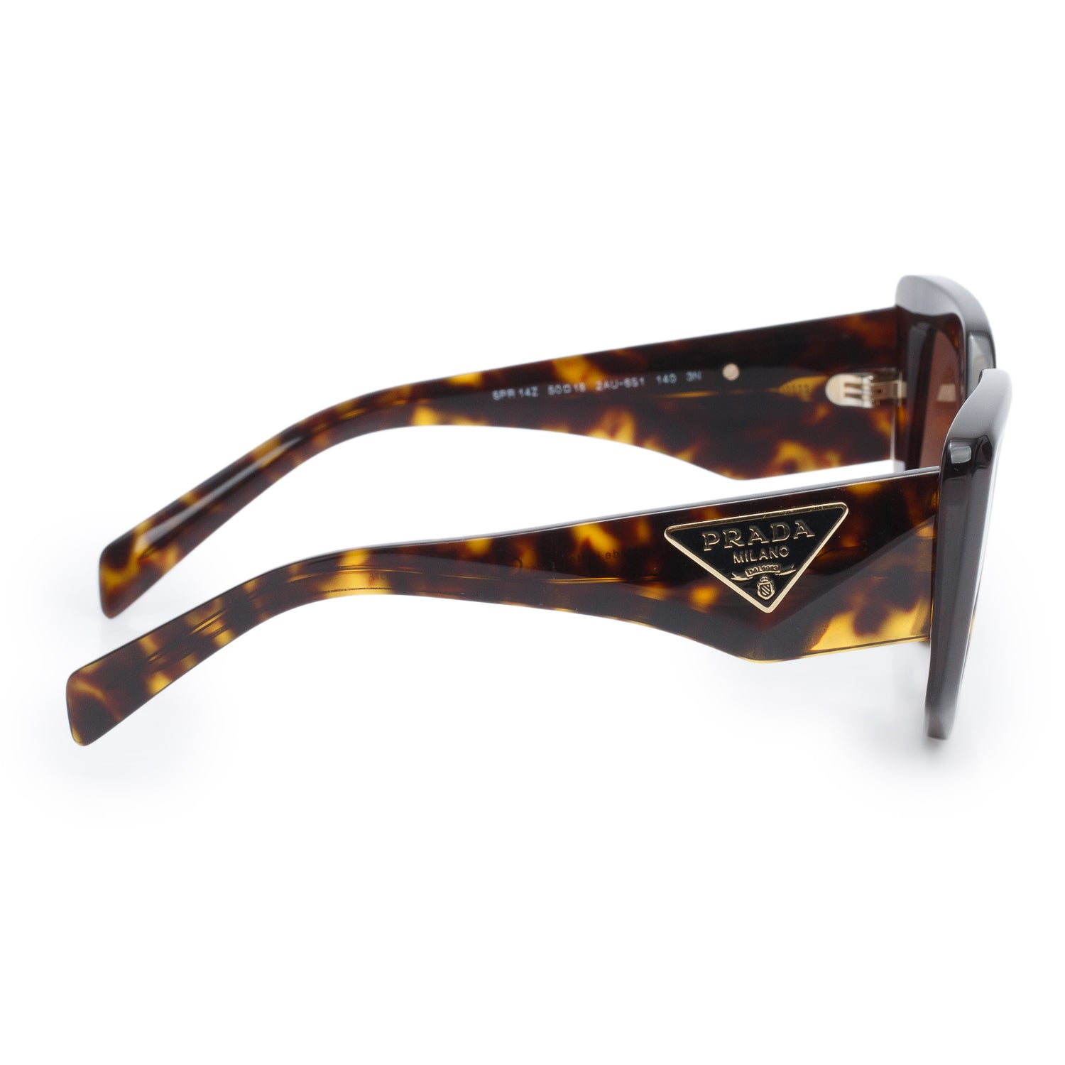 Prada SPR 14Z Tortoise Acetate Triangle Logo Sunglasses