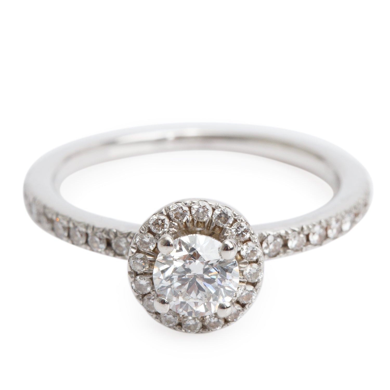 Michael Hill 14k White Gold 0.79 tcw. Halo Design Diamond Engagement Ring, Size 6 w/ Box & Certificate