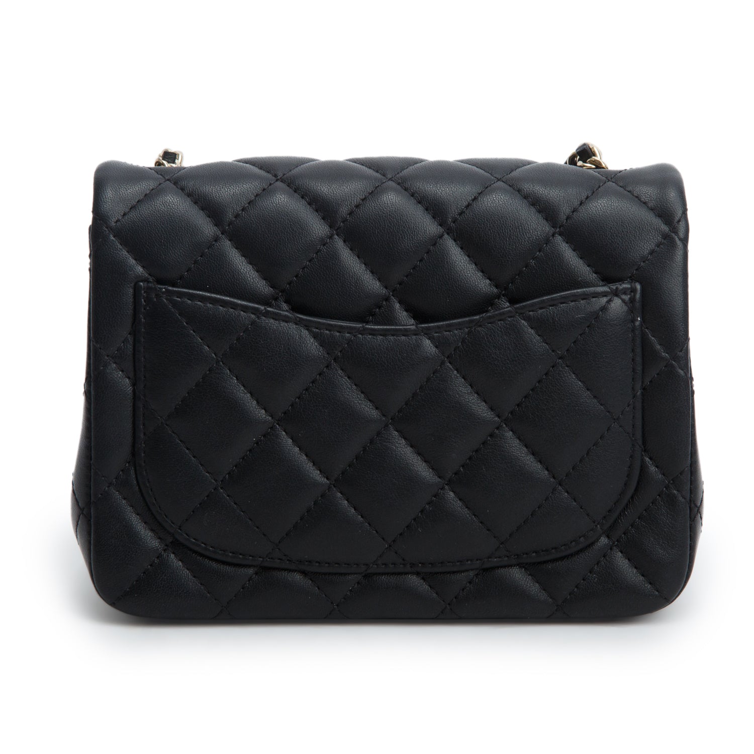 Chanel Black Quilted Lambskin Pearl Crush Square Mini Flap Bag w/ Box