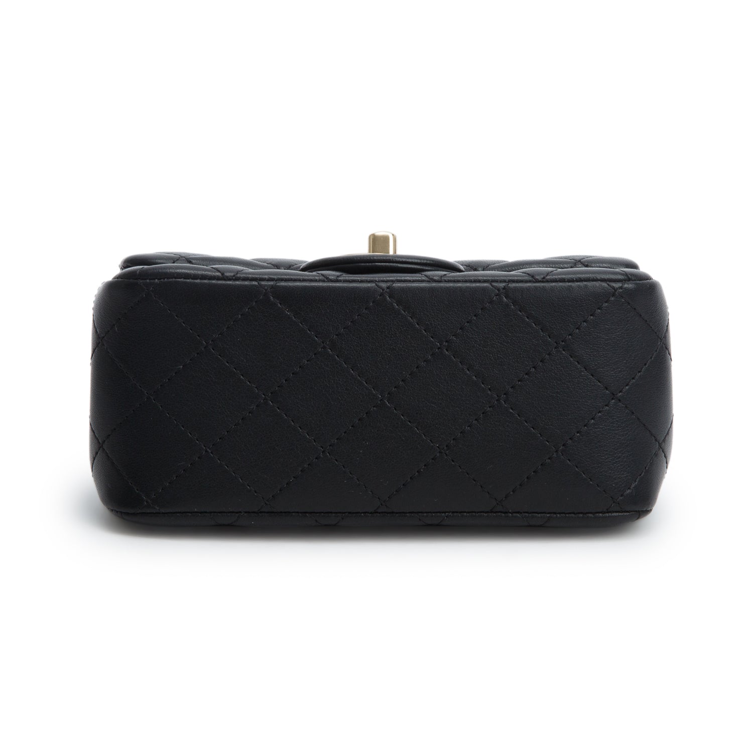 Chanel Black Quilted Lambskin Pearl Crush Square Mini Flap Bag w/ Box