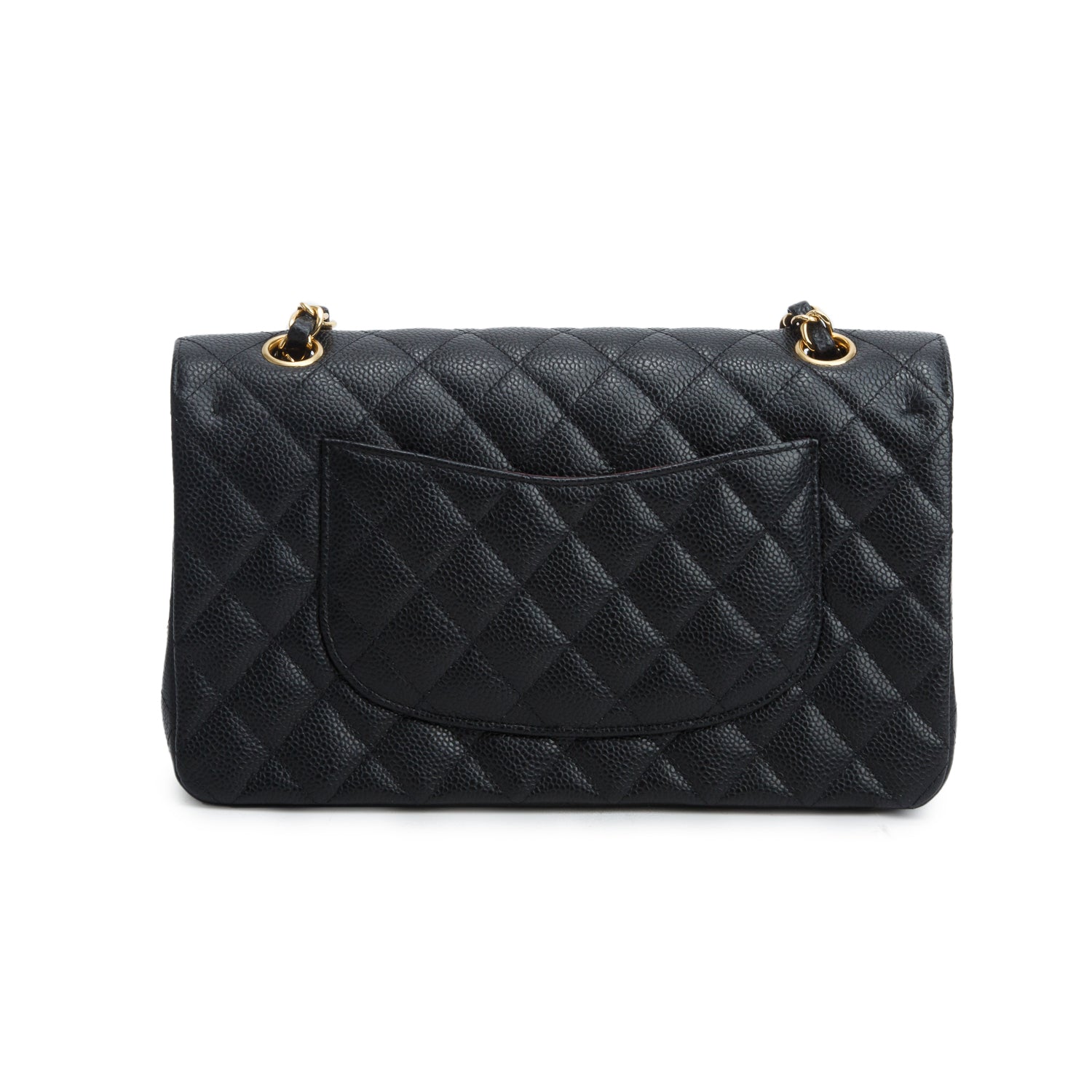 Chanel Black Caviar Leather Classic Medium Double Flap Bag w/ Authenticity Card